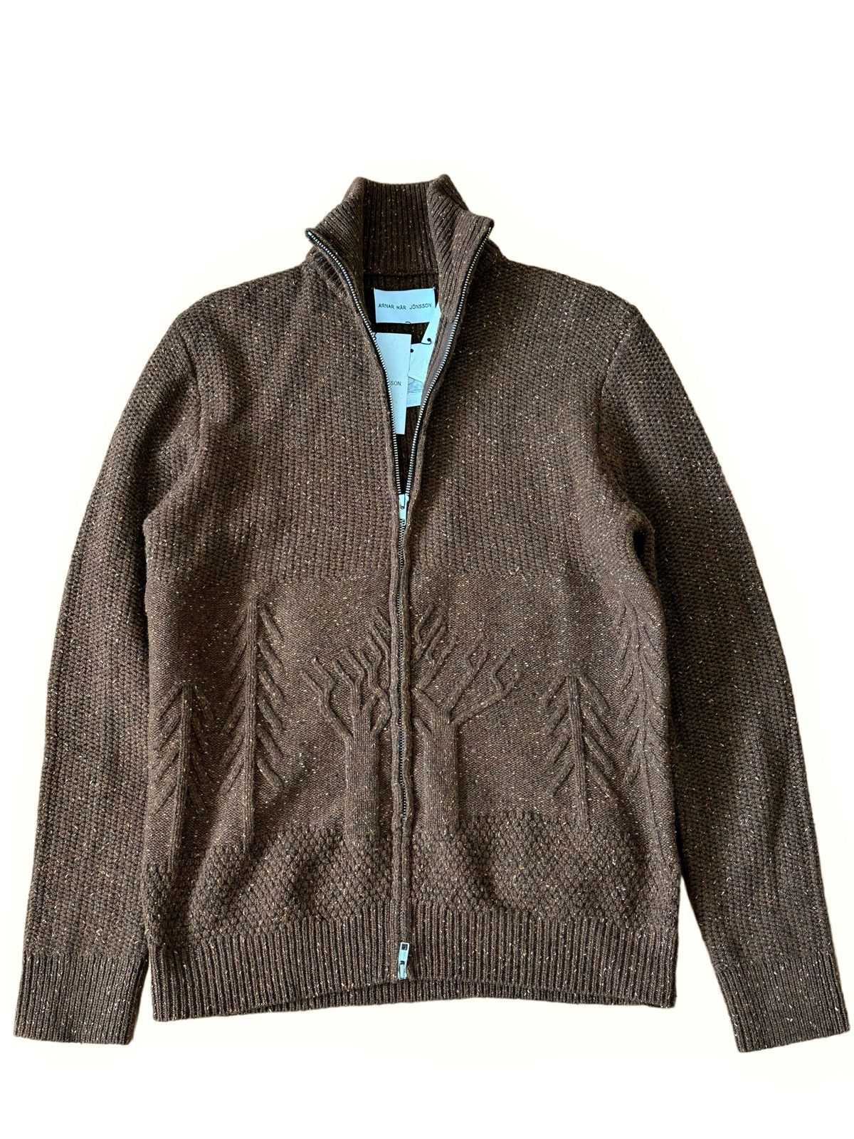 Brown 3D Tree Knit Zip Up