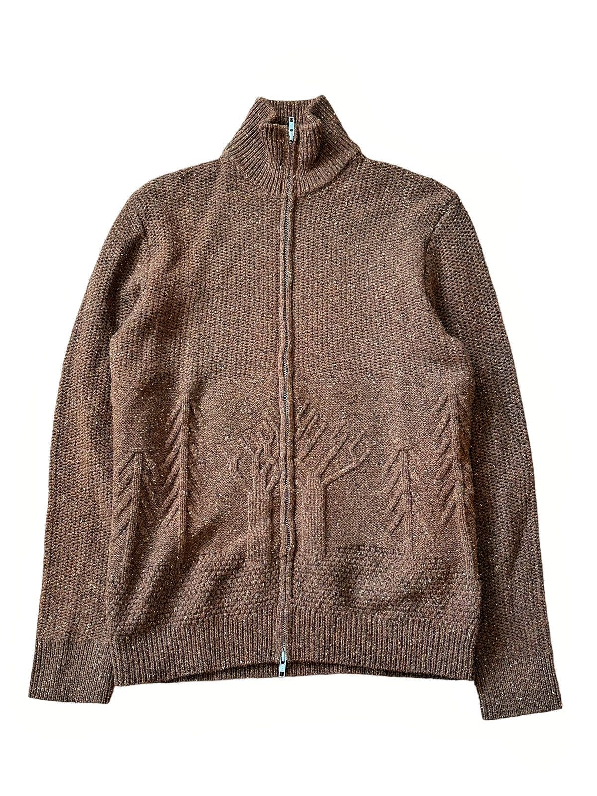 Brown 3D Tree Knit Zip Up