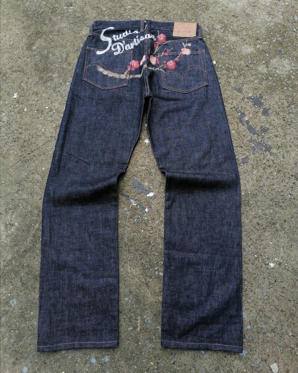 image of Studio Dartisan Studio D'artisan Floral Selvedge Denim Jeans, Men's (Size 32)