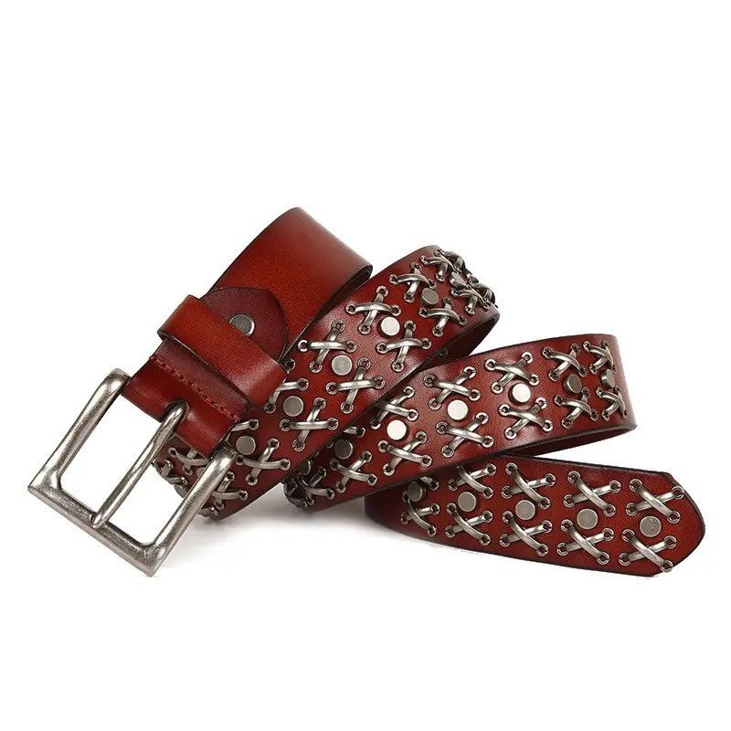 Other Leather Buckle Rivets Biker Belt Size ONE SIZE - 2 Thumbnail