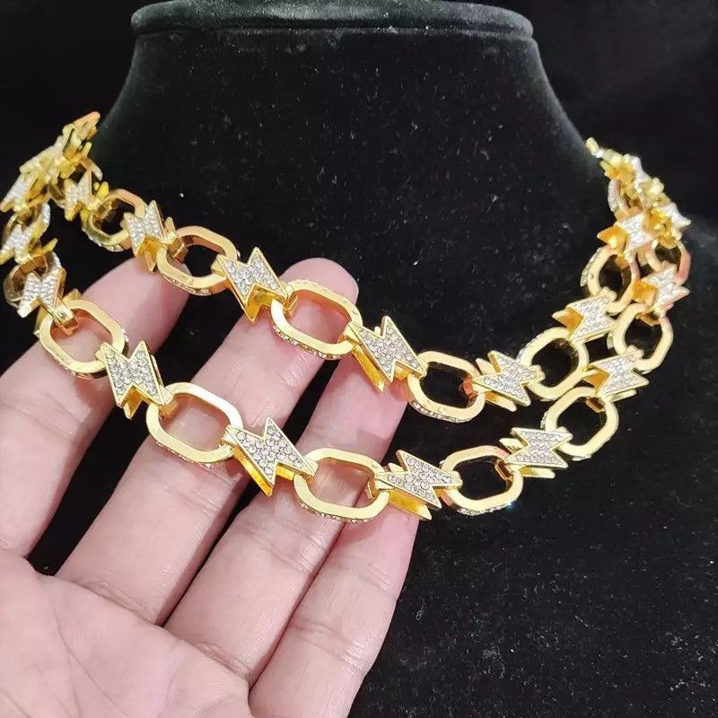 Jewelry 13mm Width Lightning Shape Chain Necklace Size ONE SIZE - 2 Thumbnail