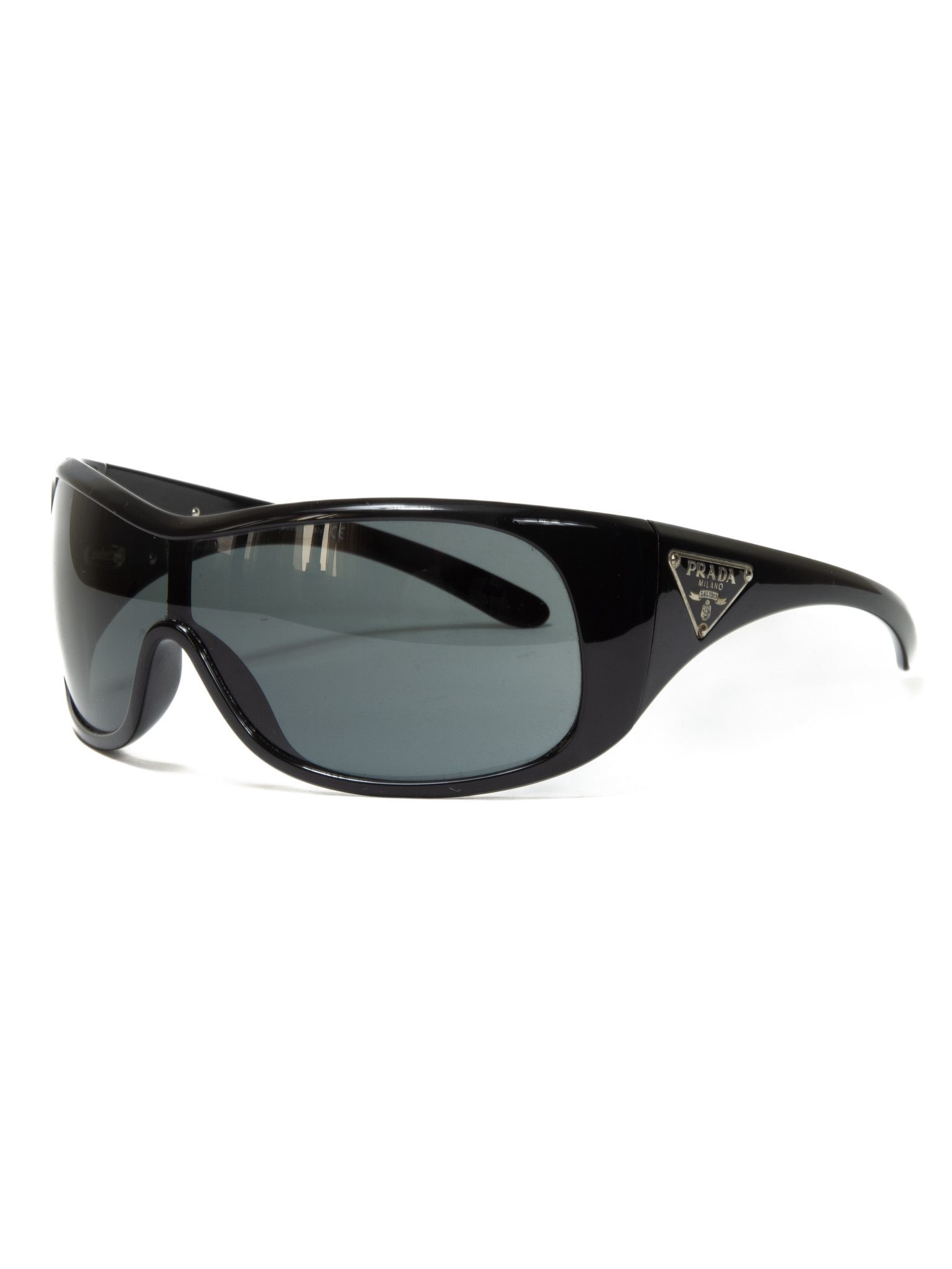 Prada shield sunglasses with triangle logo online