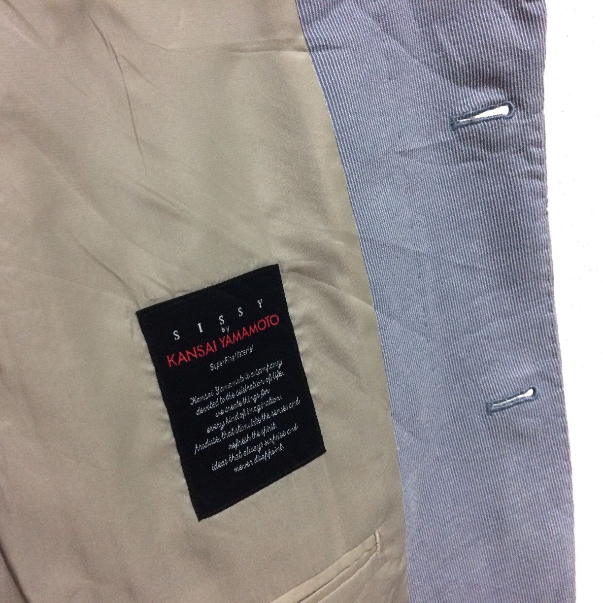 Kansai Yamamoto Vtg SISSY by Kansai Coat Blazer Hickory Overcoat Sweater Size 44R - 5 Thumbnail