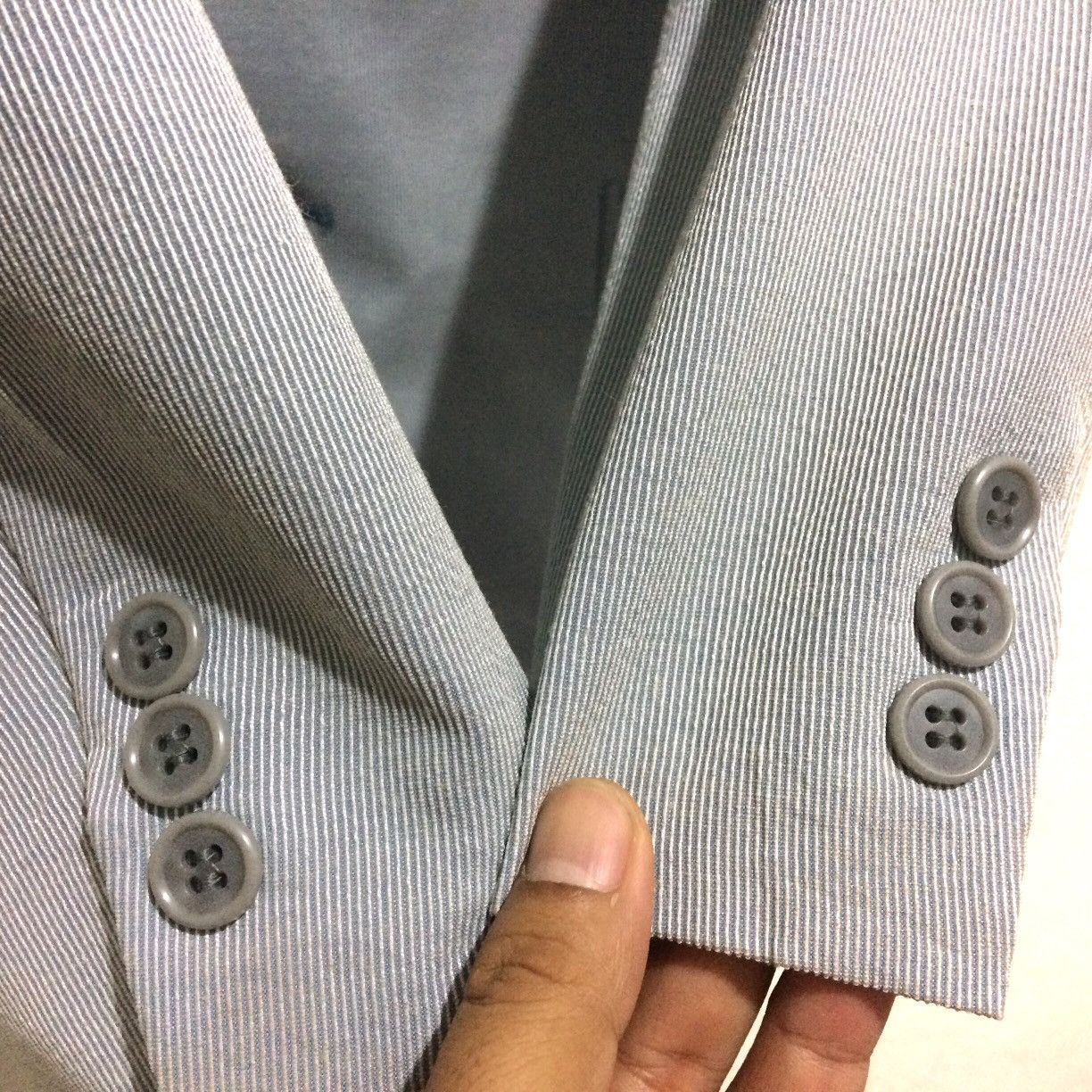 Kansai Yamamoto Vtg SISSY by Kansai Coat Blazer Hickory Overcoat Sweater Size 44R - 2 Thumbnail