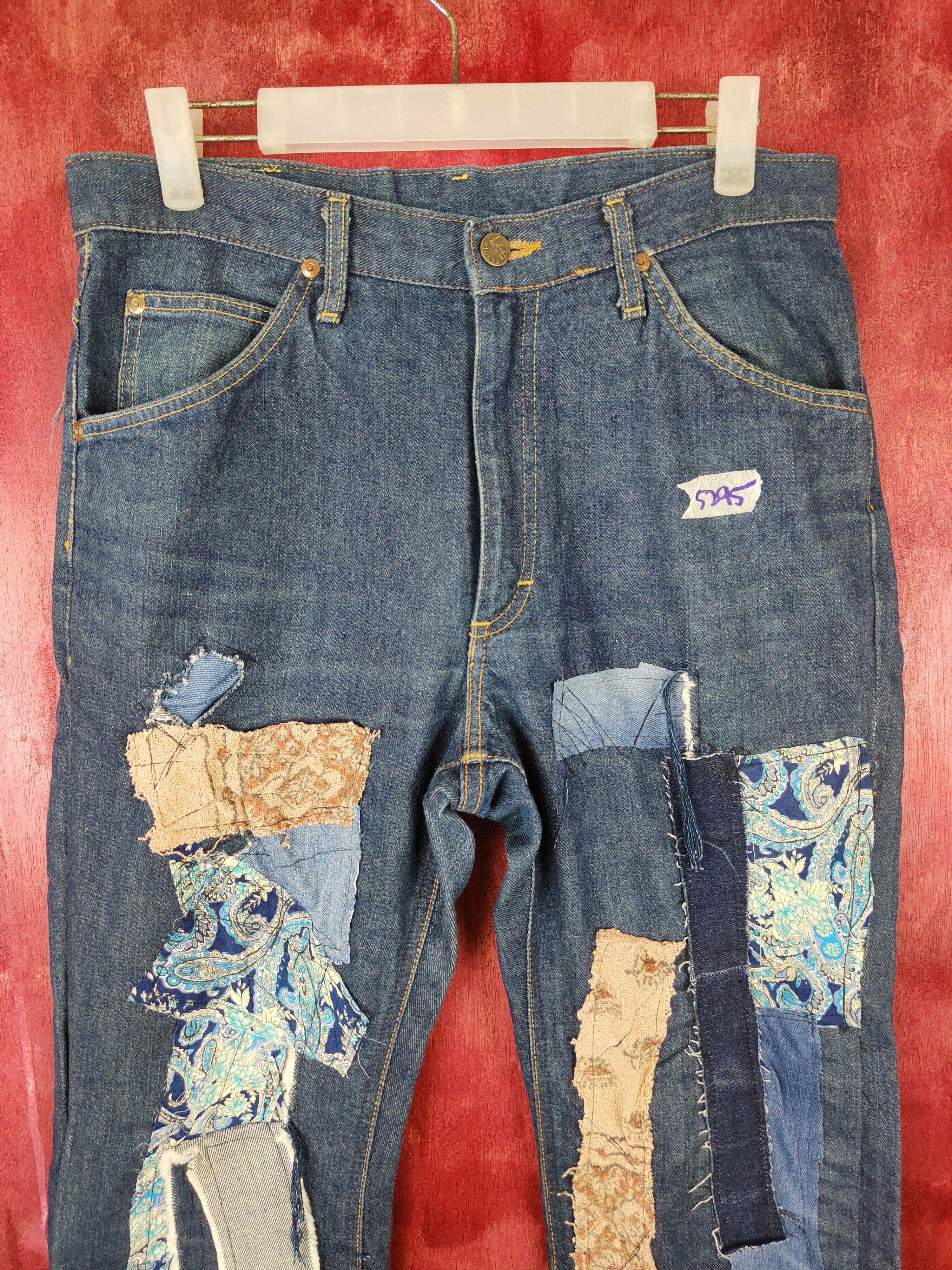 Japanese Brand Lee distressed custom reworked Patchwork Denim Pants #5295DL Size US 30 / EU 46 - 2 Thumbnail