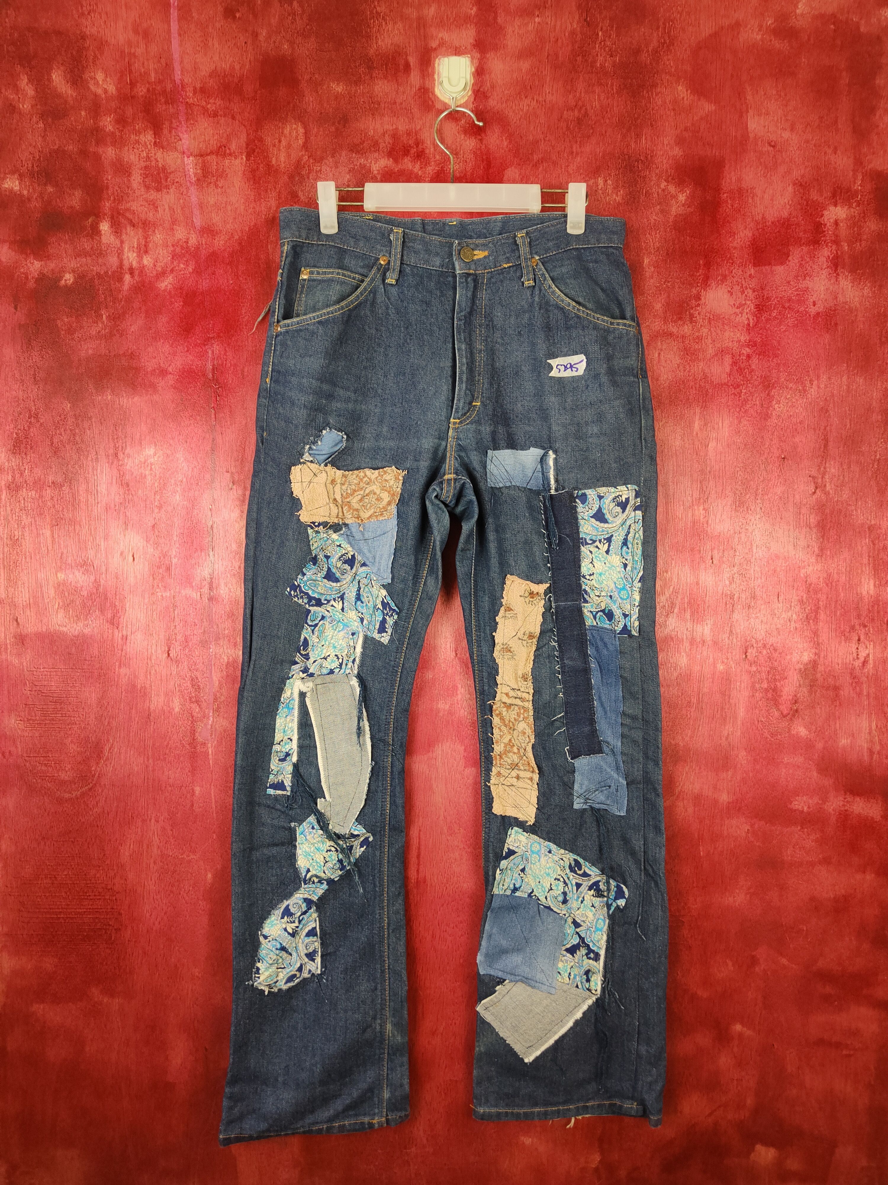 Japanese Brand Lee distressed custom reworked Patchwork Denim Pants #5295DL Size US 30 / EU 46 - 1 Thumbnail