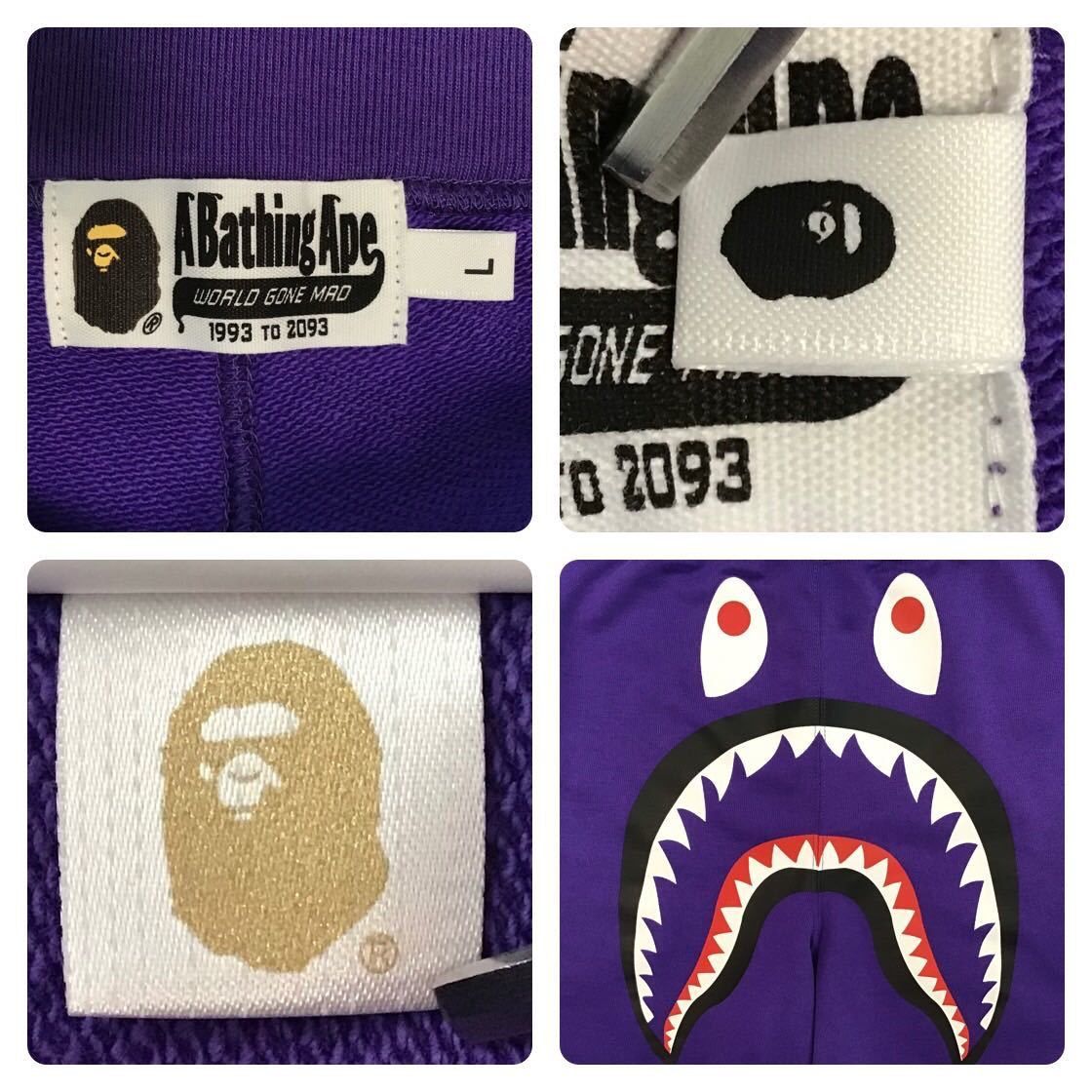 Bape BAPE SHARK BASKETBALL SWEAT SHORTS Purple ape ★size L Size US 34 / EU 50 - 6 Thumbnail