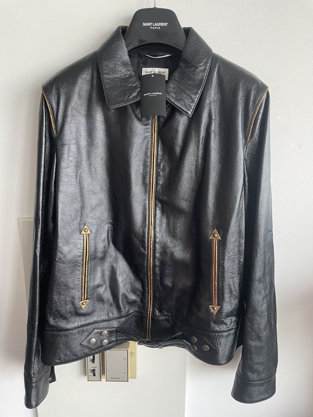 Pre-owned Hedi Slimane X Saint Laurent Paris $5k Value Super Runway Lambskin Leather Jacket In Black