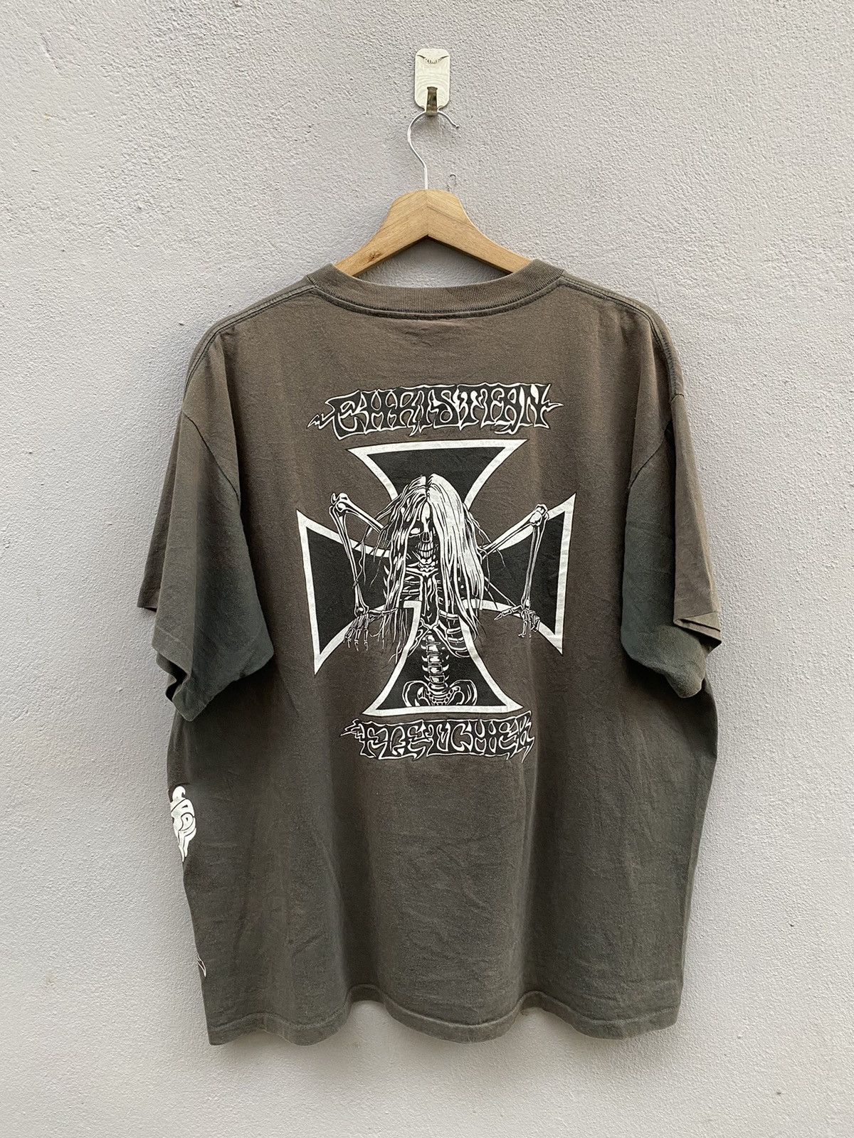 🔥RARE🔥 Vtg 90s Sunfaded CHRISTIAN FLETCHER Skate Skull Tee