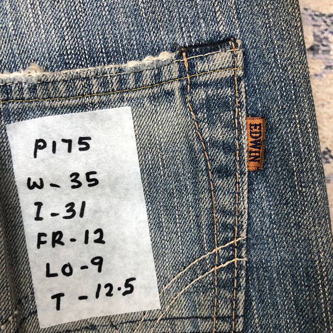 Edwin P175 VTG EDWIN BLUE WASH SELVEDGE DENIM Size US 35 - 12 Thumbnail