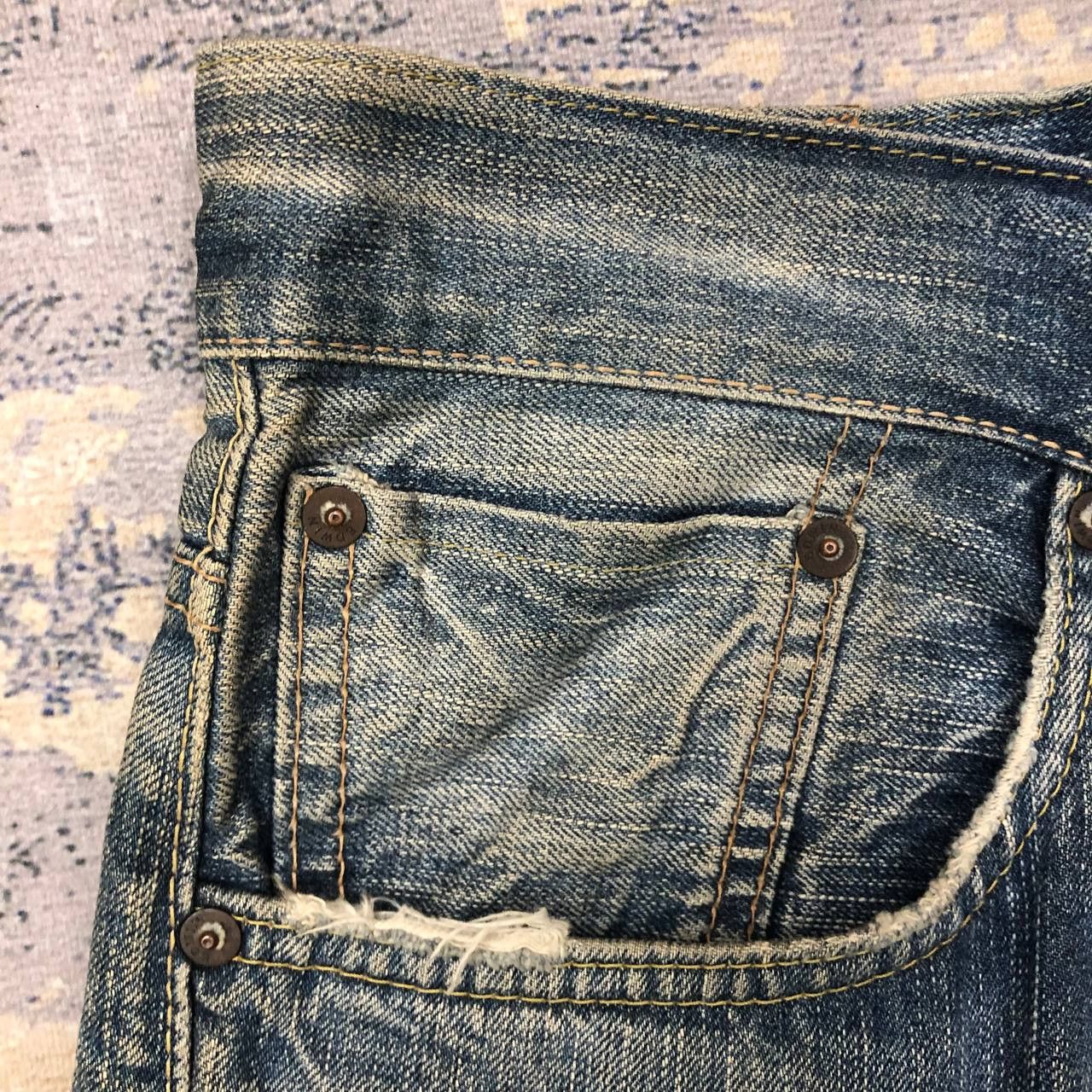 Edwin P175 VTG EDWIN BLUE WASH SELVEDGE DENIM Size US 35 - 10 Thumbnail