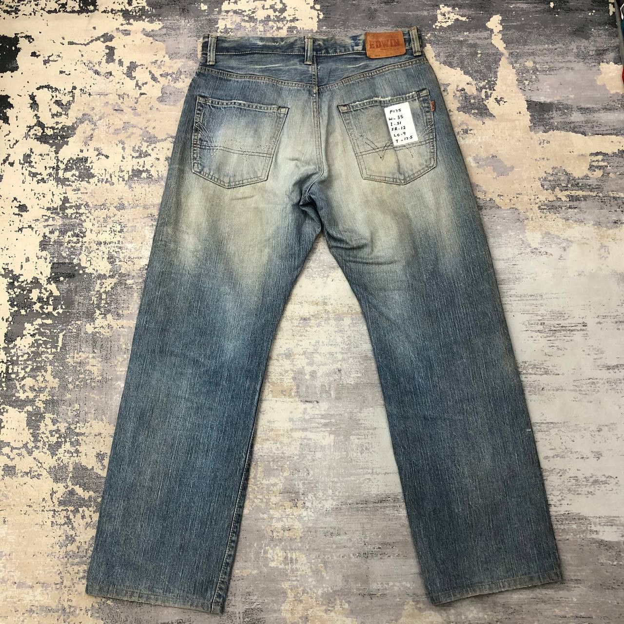 Edwin P175 VTG EDWIN BLUE WASH SELVEDGE DENIM Size US 35 - 2 Thumbnail