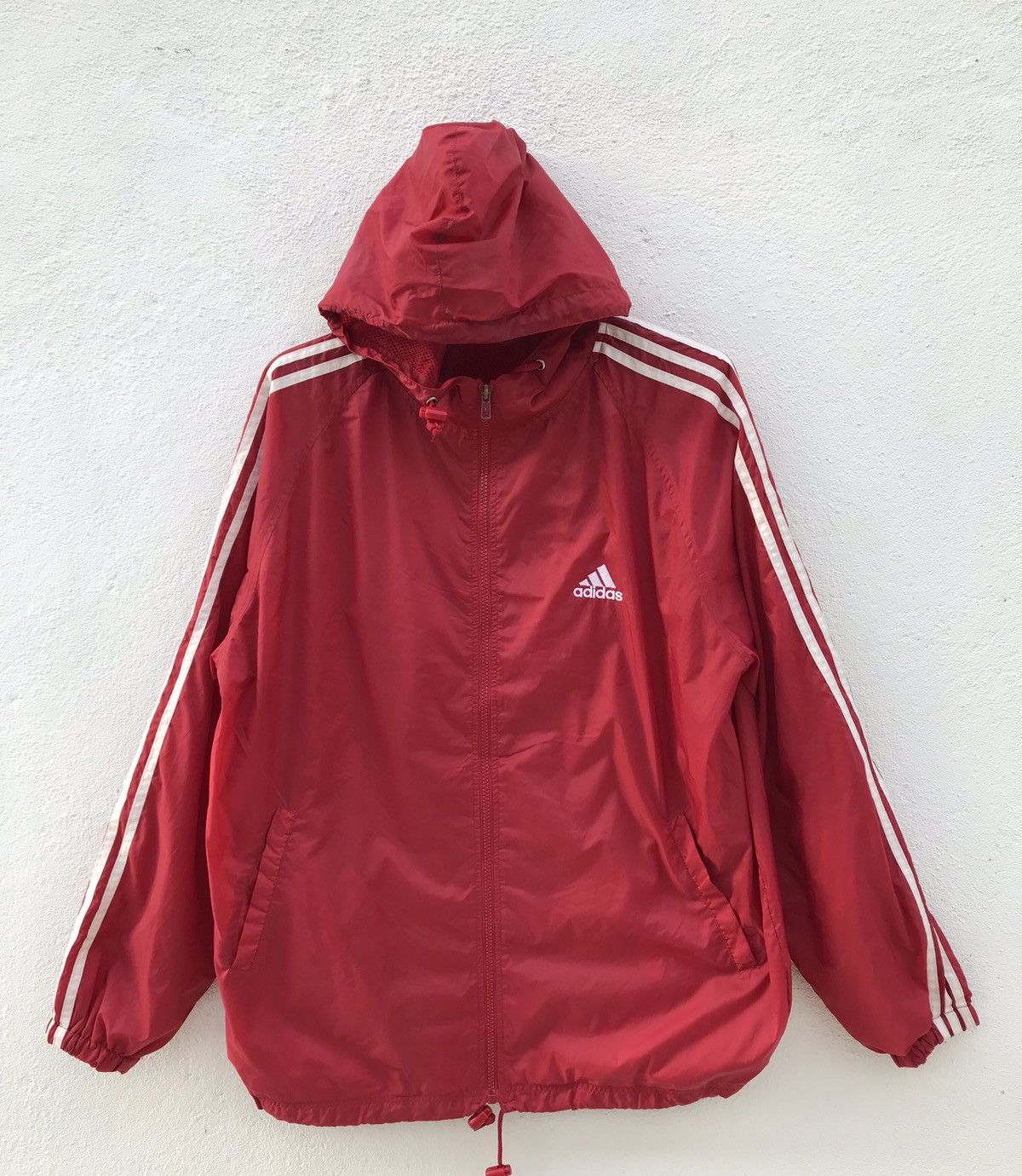 Adidas × Vintage Vintage Adidas Stripe Hooded Windbreaker Jacket Size US M / EU 48-50 / 2 - 1 Thumbnail