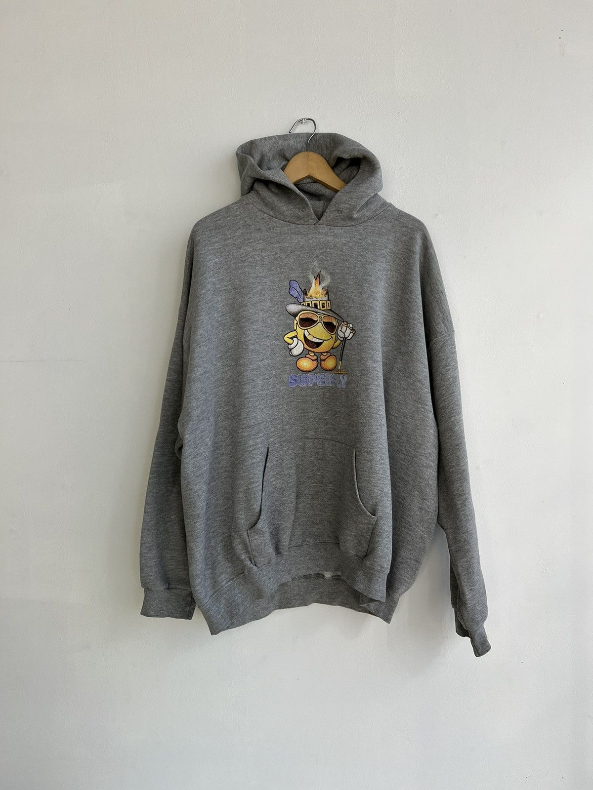 image of Hook Ups x Powell Peralta Vintage 90's World Industries “Superfly” Flameboy Hoodie in Grey (Size XL