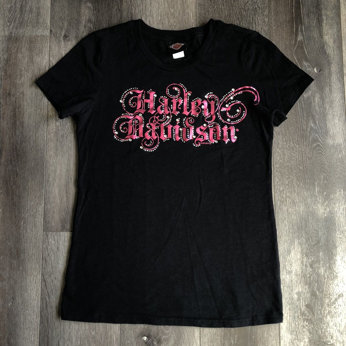 Harley Davidson Vintage Y2K Harley Davidson Studded Graphic Logo Tee Shirt Size L / US 10 / IT 46 - 1 Thumbnail
