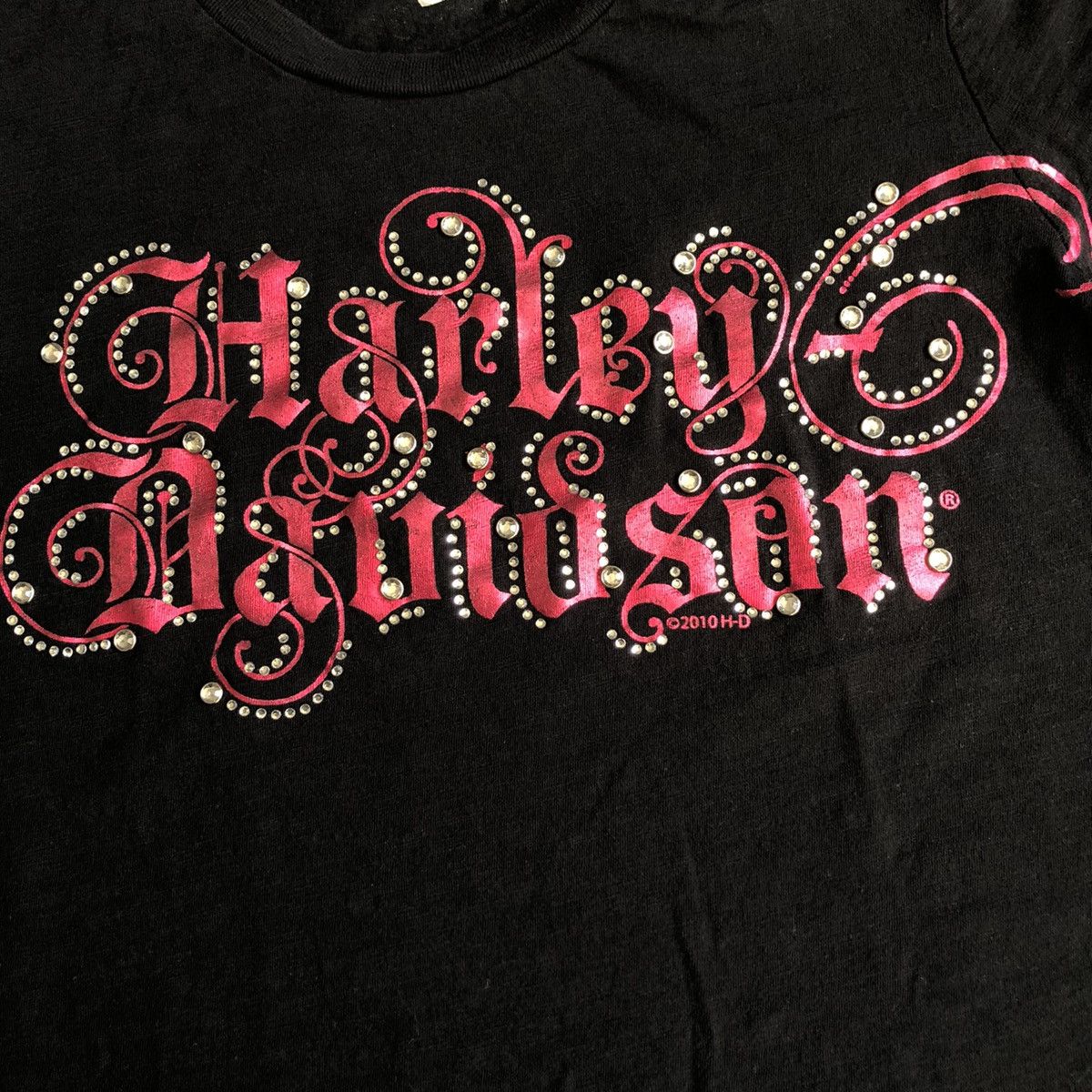 Harley Davidson Vintage Y2K Harley Davidson Studded Graphic Logo Tee Shirt Size L / US 10 / IT 46 - 2 Thumbnail