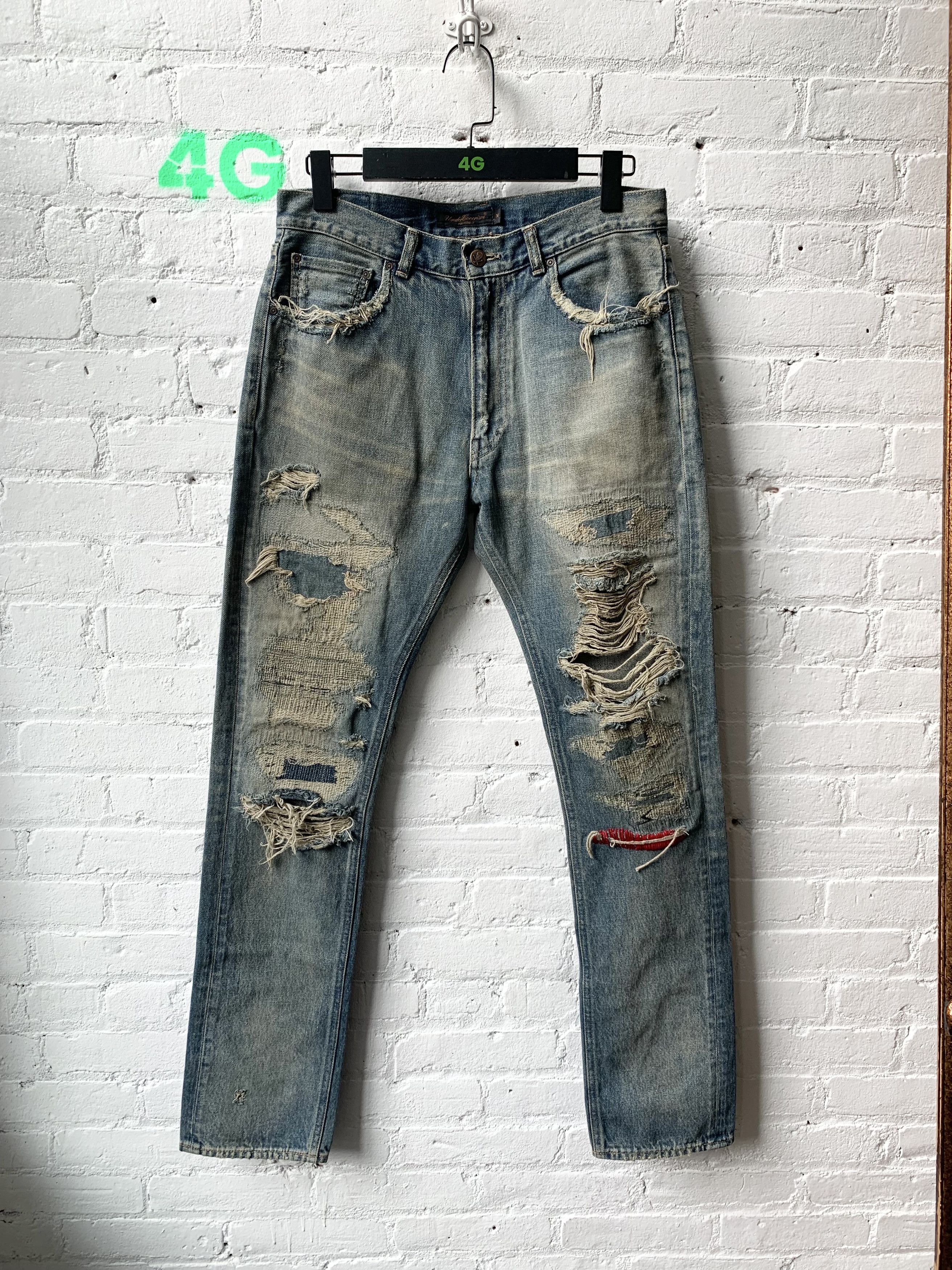 image of Undercover '68 Red Yarn Jeans Aw04 in Blue, Men's (Size 30)