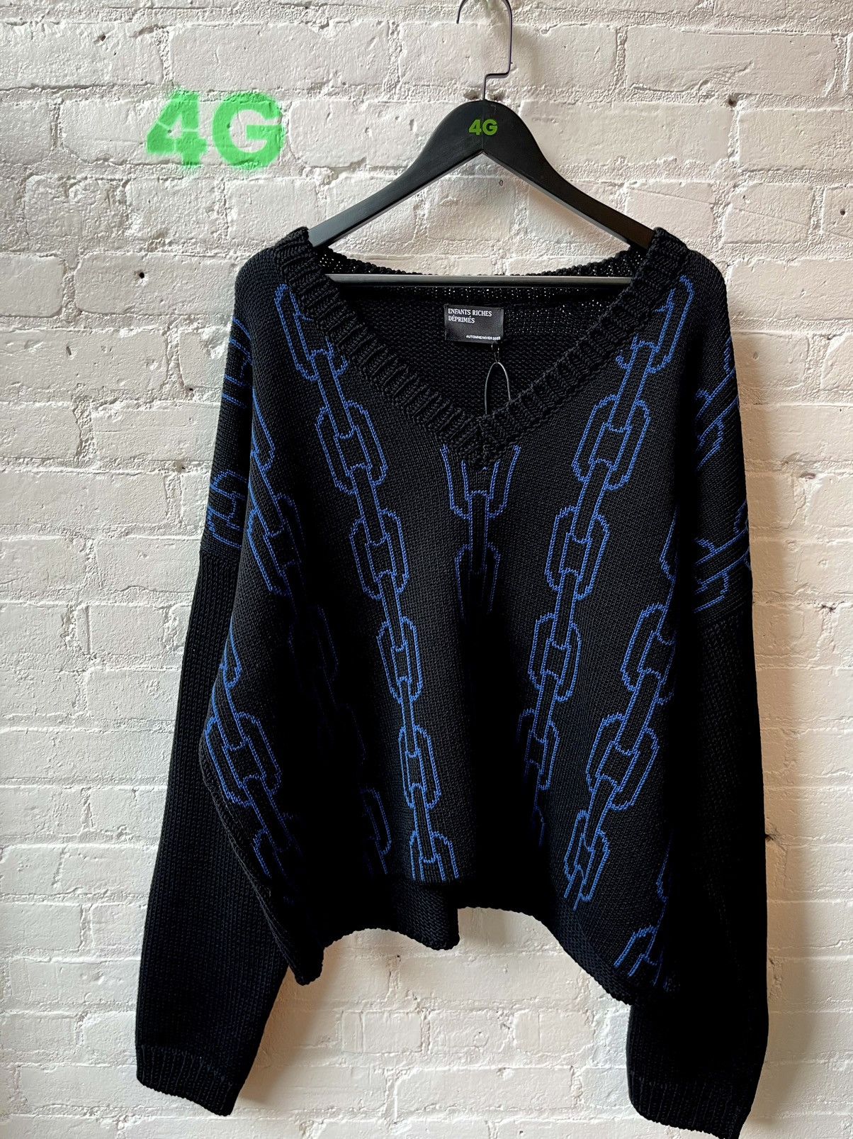 Pre-owned Enfants Riches Deprimes Erd 1/5 Chain Knit New Heavy Sweater 4g In Black