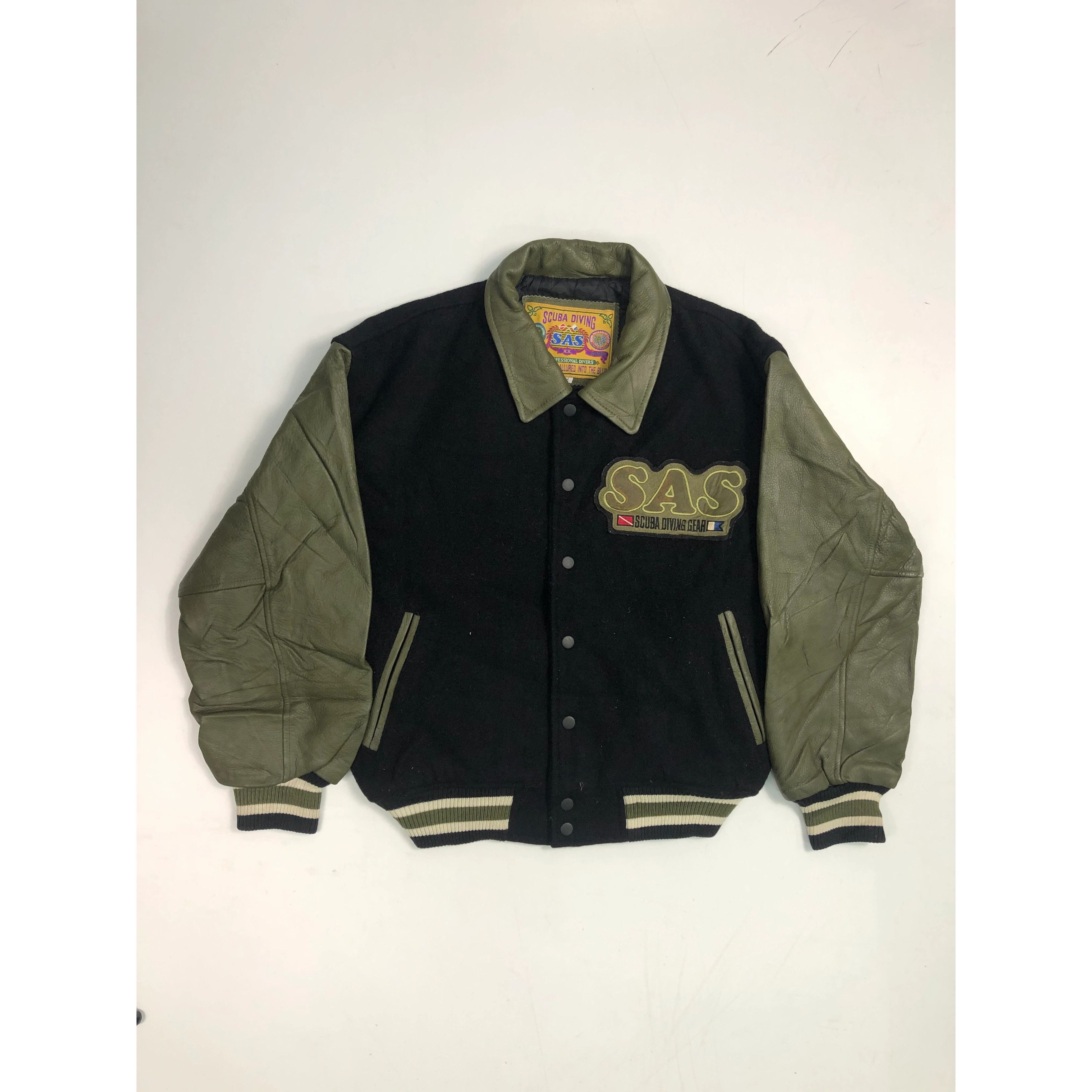 Japanese Brand × Vintage Vintage 90s Scuba Diving Patches Varsity Leather V0081 Size US M / EU 48-50 / 2 - 2 Thumbnail