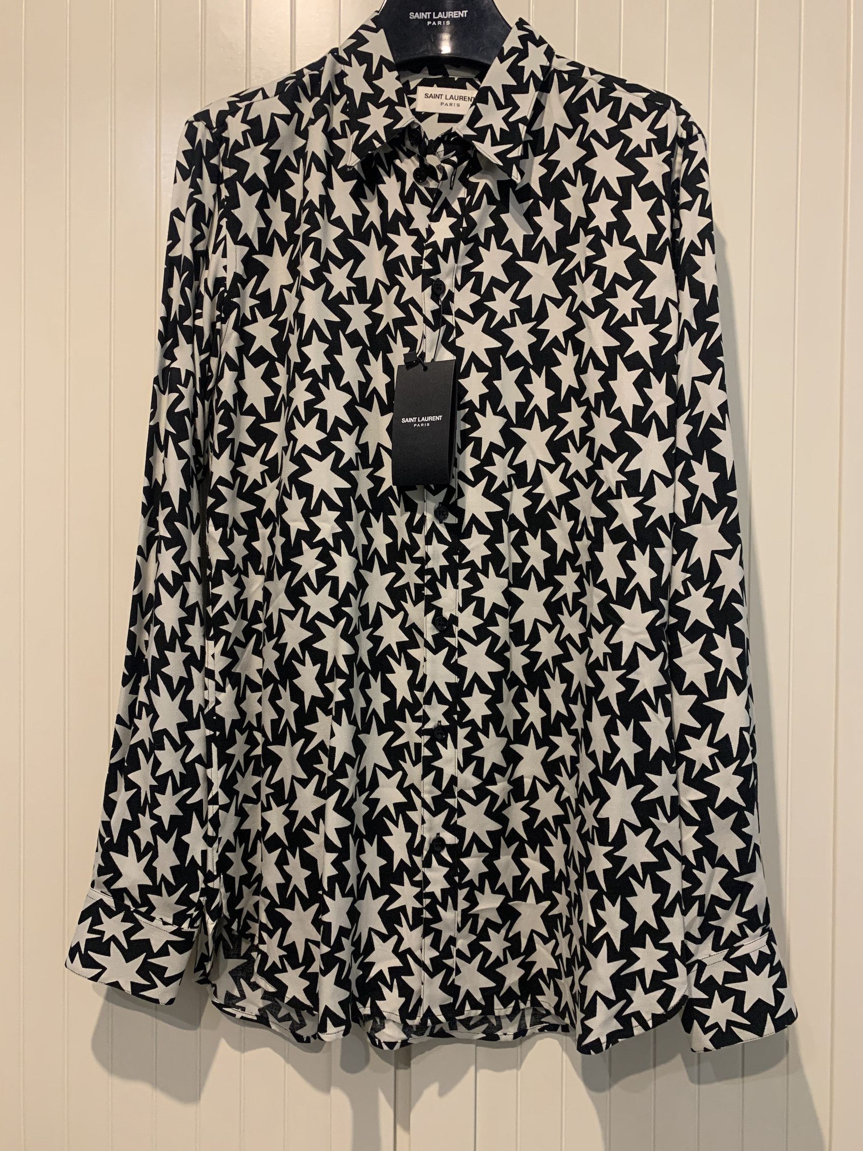 Saint Laurent Paris FW'16 Shirt Viscose Stars Print Size US M / EU 48-50 / 2 - 1 Thumbnail