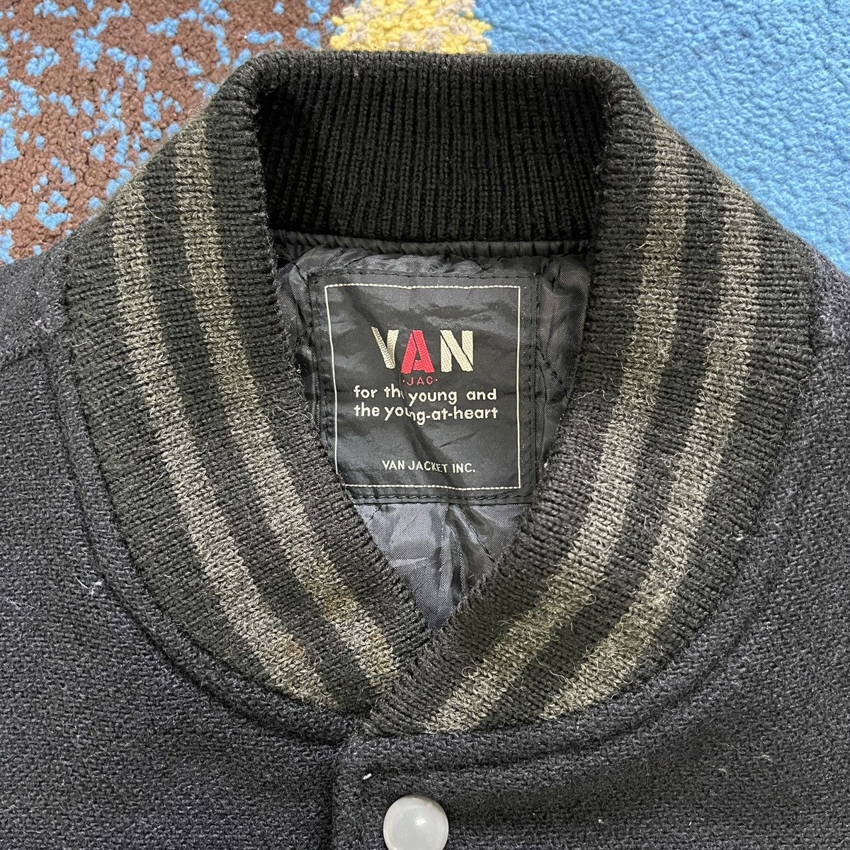 Leather × Vintage Vintage Quilted Leather Letterman Varsity Jacket By VAN Size US L / EU 52-54 / 3 - 4 Thumbnail
