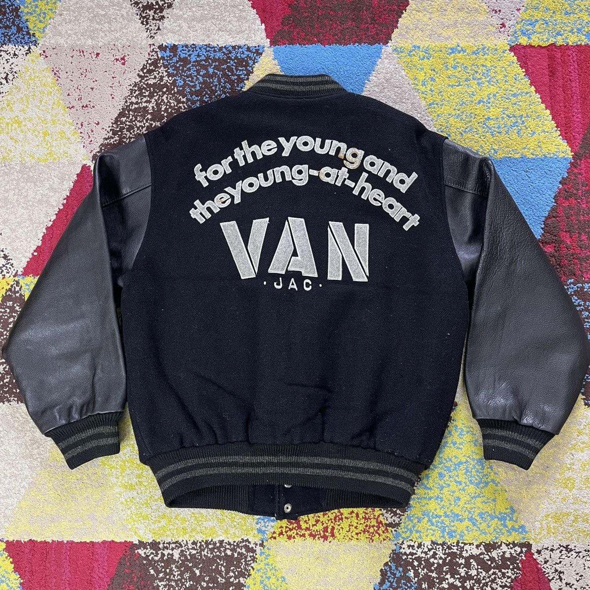 Leather × Vintage Vintage Quilted Leather Letterman Varsity Jacket By VAN Size US L / EU 52-54 / 3 - 11 Thumbnail