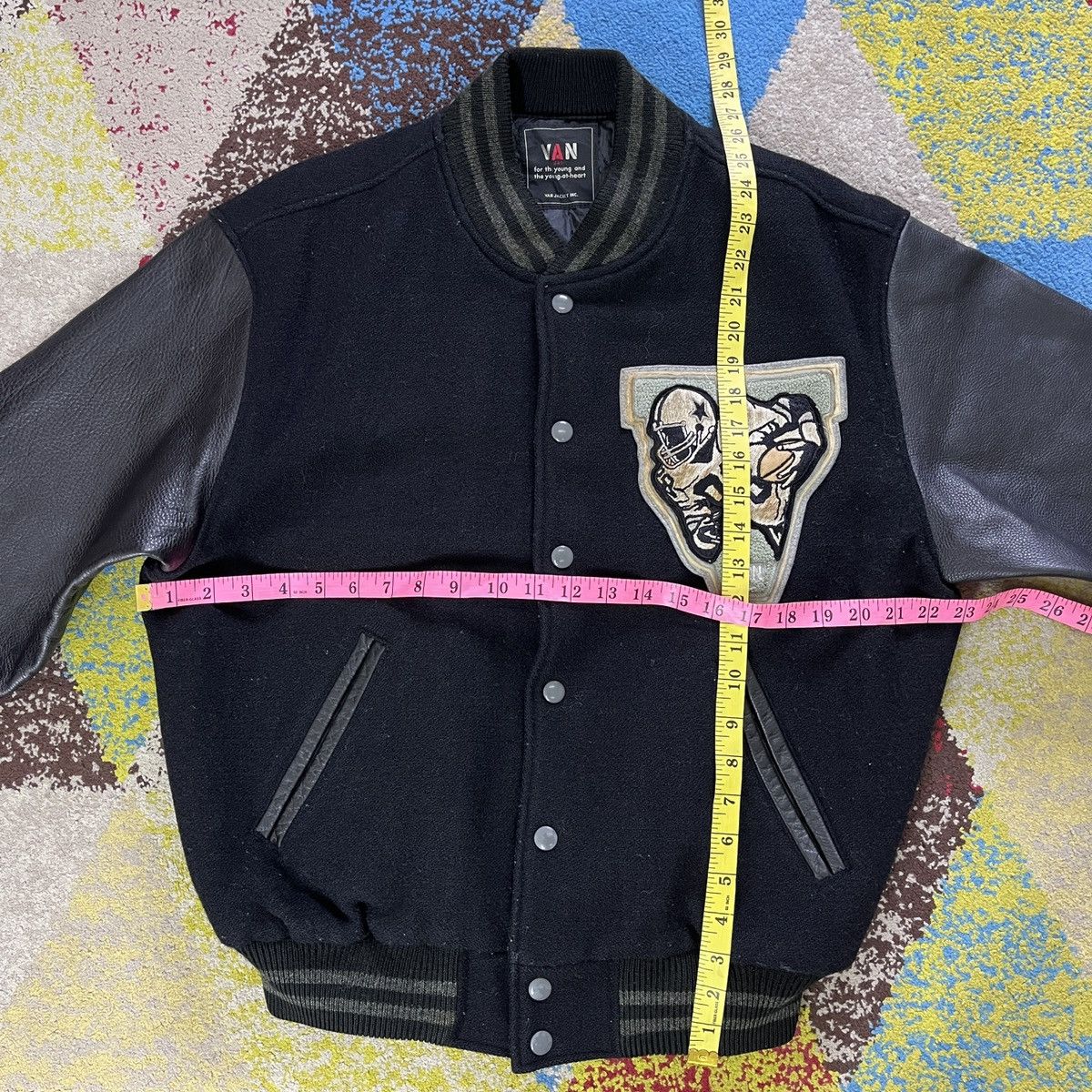 Leather × Vintage Vintage Quilted Leather Letterman Varsity Jacket By VAN Size US L / EU 52-54 / 3 - 2 Thumbnail