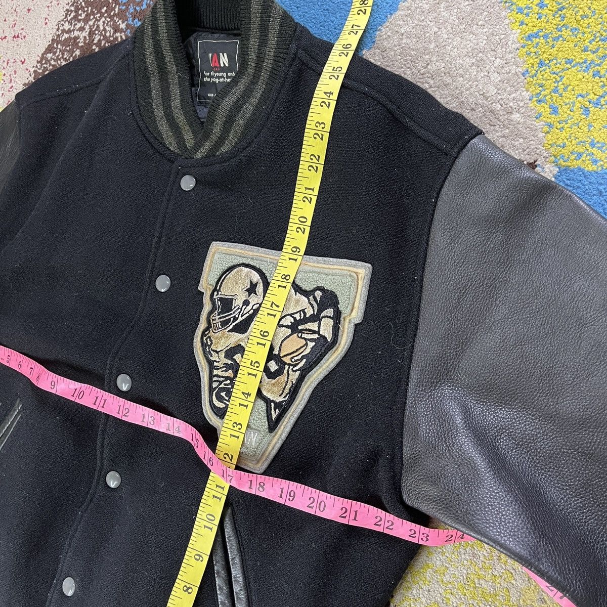 Leather × Vintage Vintage Quilted Leather Letterman Varsity Jacket By VAN Size US L / EU 52-54 / 3 - 3 Thumbnail
