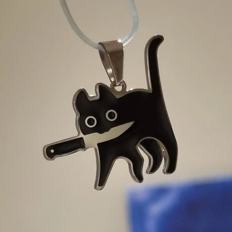 Jewelry Hip Hop Titanium Steel Killer Cat Necklace Size ONE SIZE - 1 Thumbnail