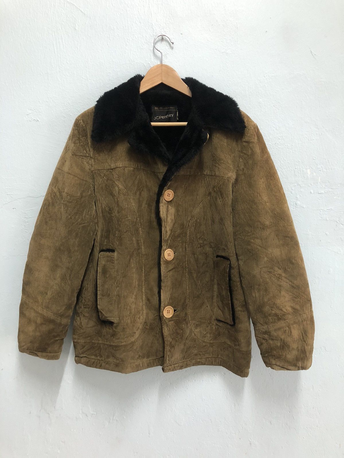 image of Jc Penny x Vintage 70’S Jc Penney Shearling Corduroy Jacket in Dark Olive, Men's (Size Medium)