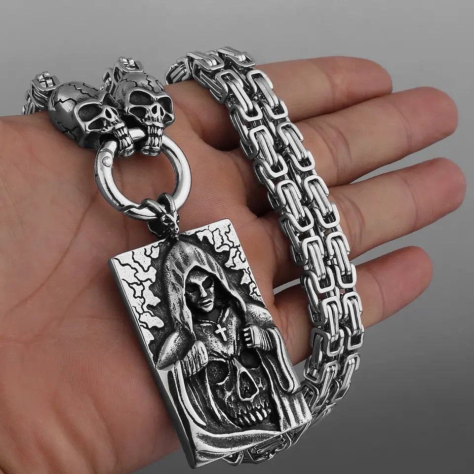 Jewelry Pirate Cross Card Skull Pendant Necklace Size ONE SIZE - 1 Thumbnail