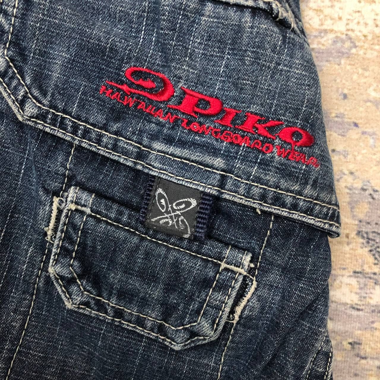 Japanese Brand P124 PIKO HAWAIIAN LONGBOARD BAGGY CARGO JEANS Size US 34 / EU 50 - 5 Thumbnail