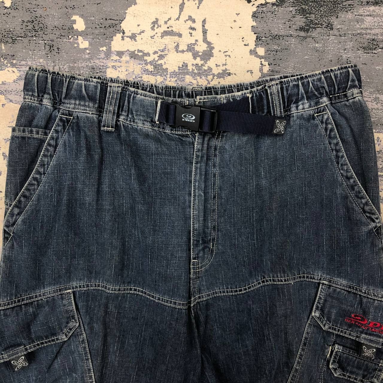 Japanese Brand P124 PIKO HAWAIIAN LONGBOARD BAGGY CARGO JEANS Size US 34 / EU 50 - 3 Thumbnail