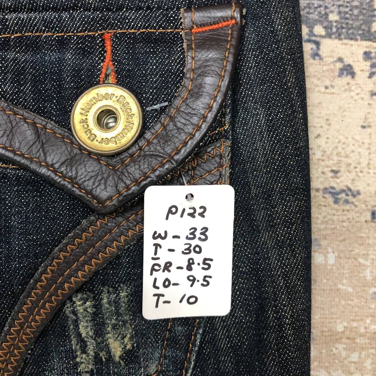 Japanese Brand P122 JAPAN BACK NUMBER FLARED DENIM Size US 33 - 10 Thumbnail