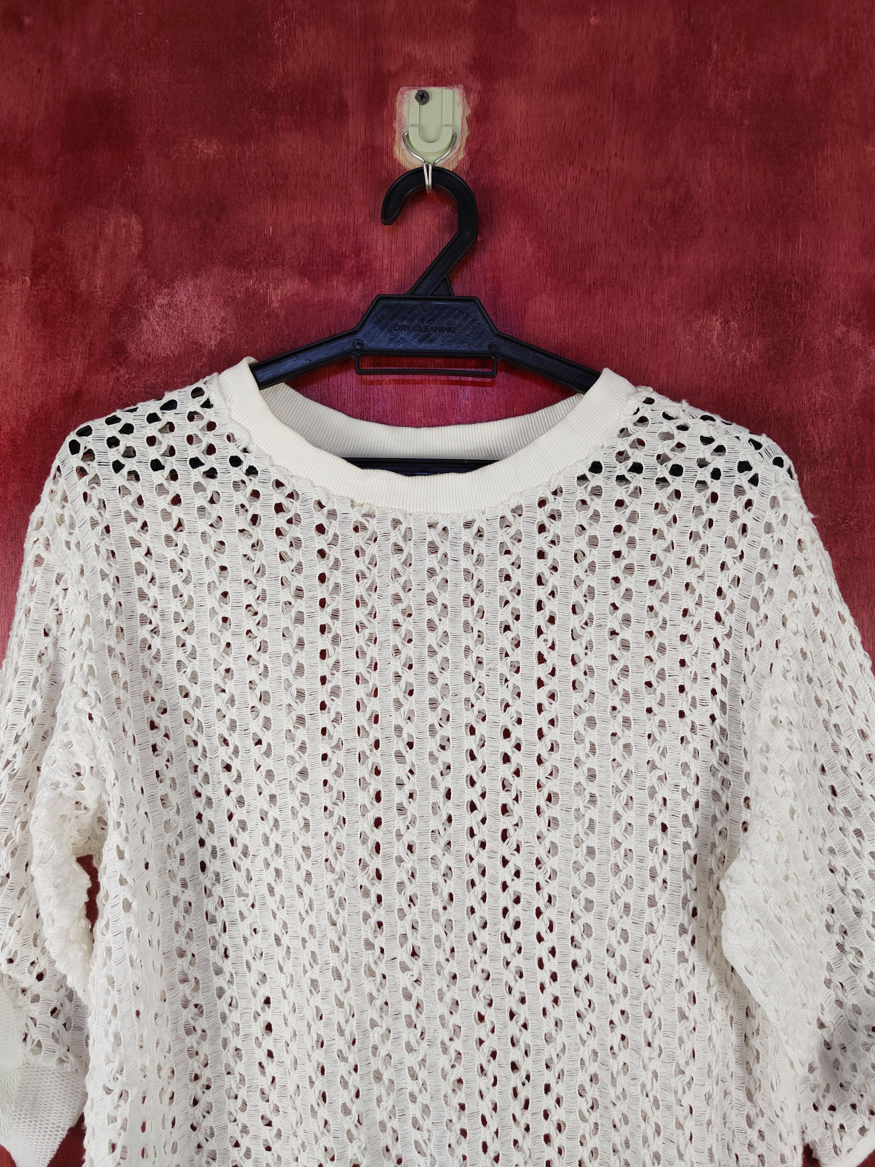 Homespun Knitwear Japanese Brand White Crochet Meshnet Knitwear Blouses #S1034 Size M / US 6-8 / IT 42-44 - 2 Thumbnail