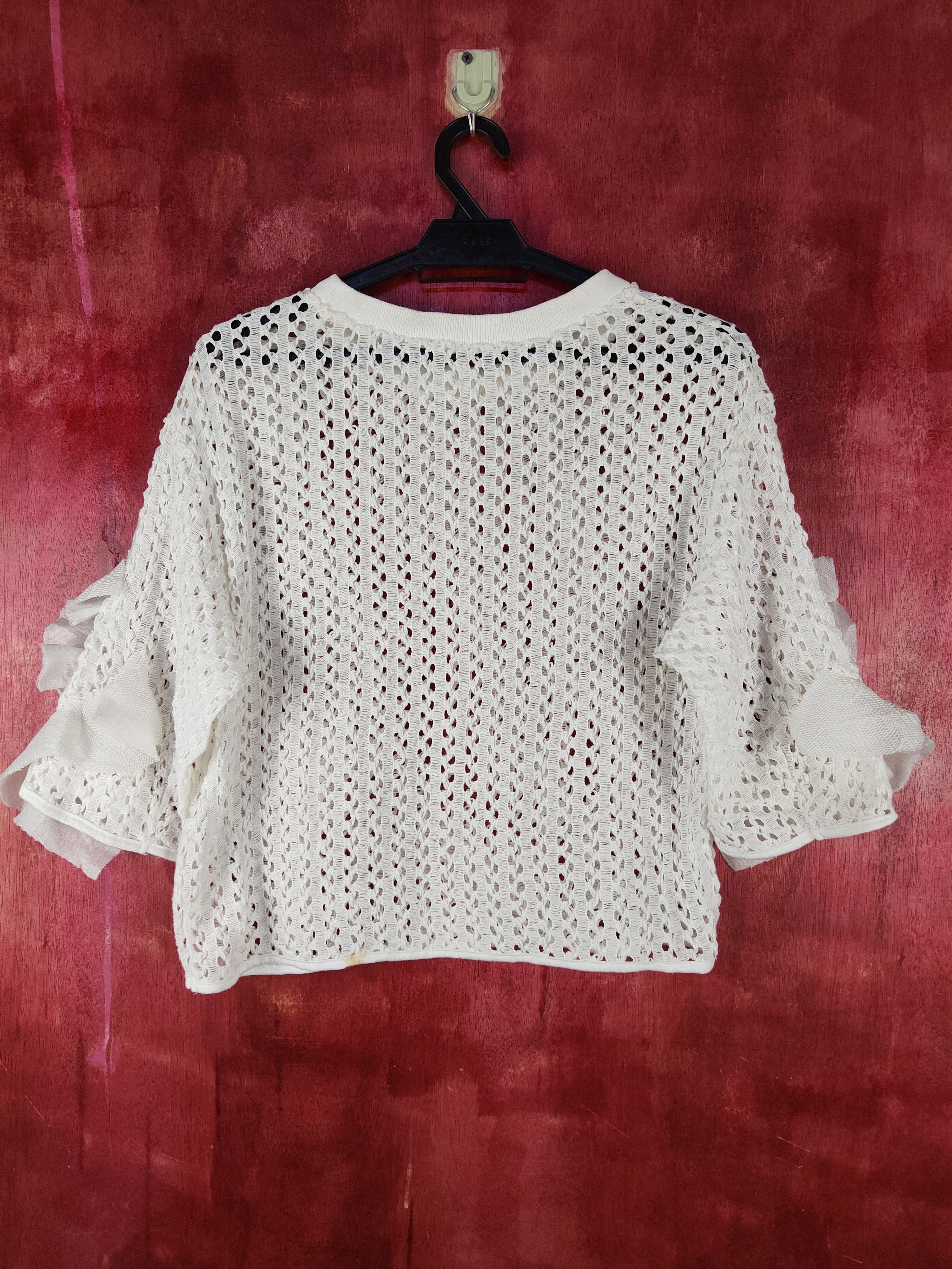 Homespun Knitwear Japanese Brand White Crochet Meshnet Knitwear Blouses #S1034 Size M / US 6-8 / IT 42-44 - 7 Thumbnail
