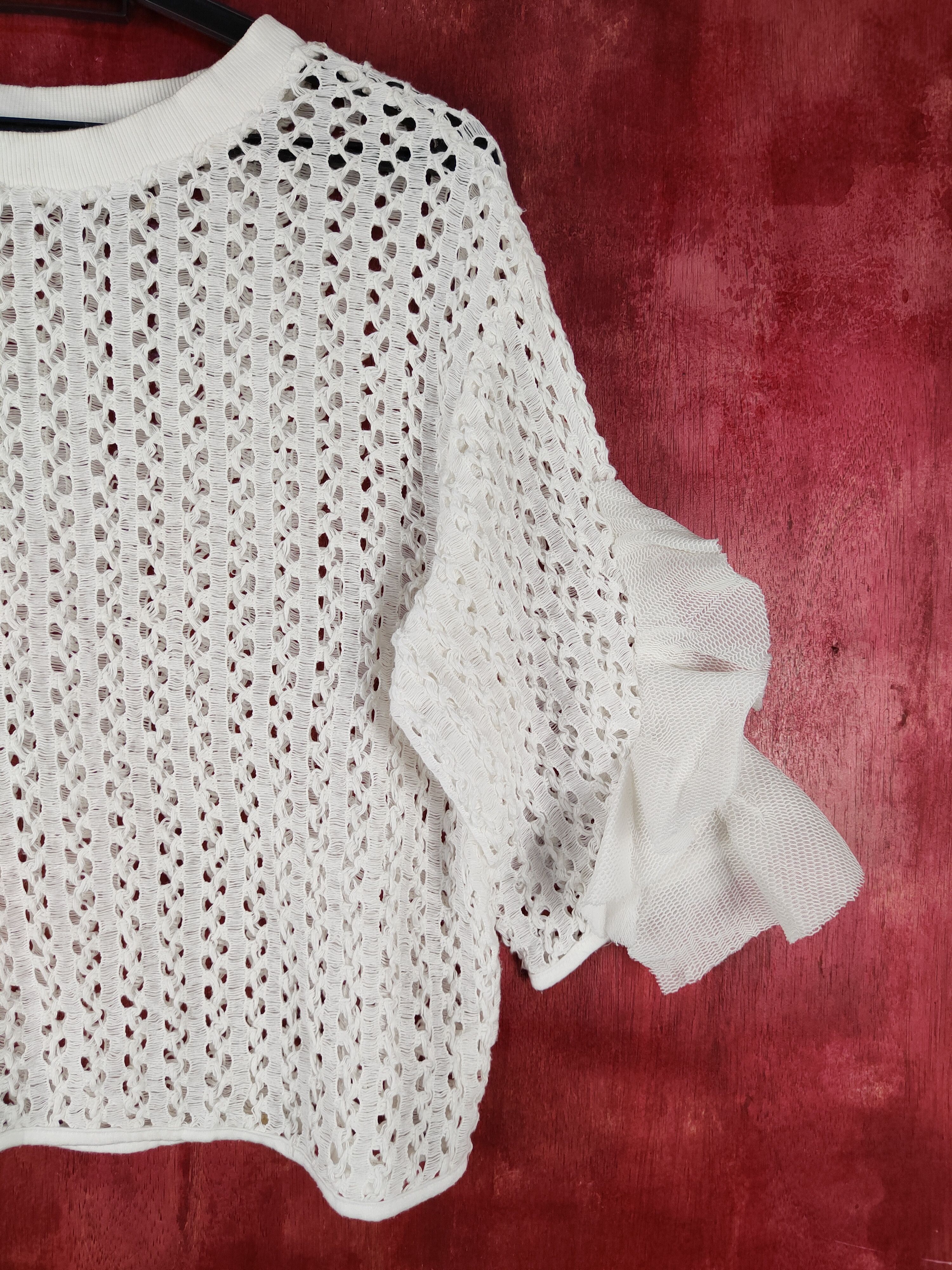 Homespun Knitwear Japanese Brand White Crochet Meshnet Knitwear Blouses #S1034 Size M / US 6-8 / IT 42-44 - 5 Thumbnail