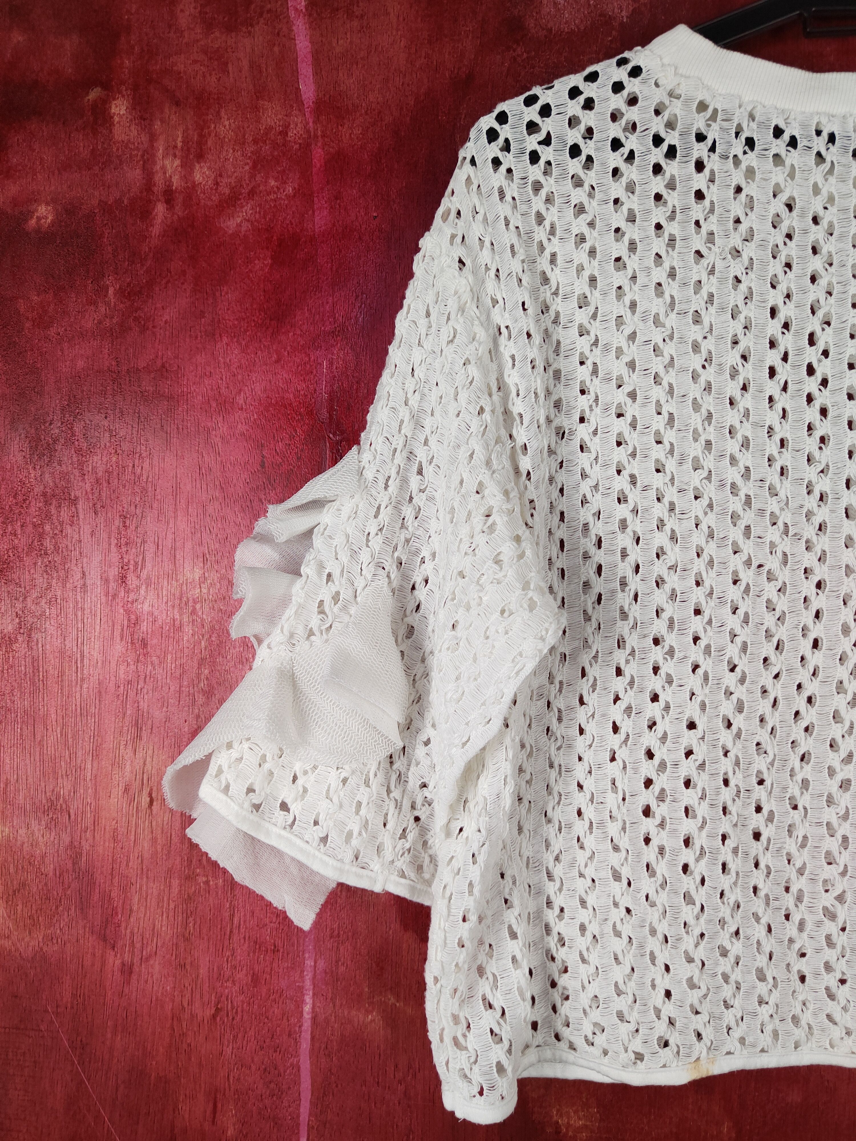 Homespun Knitwear Japanese Brand White Crochet Meshnet Knitwear Blouses #S1034 Size M / US 6-8 / IT 42-44 - 8 Thumbnail