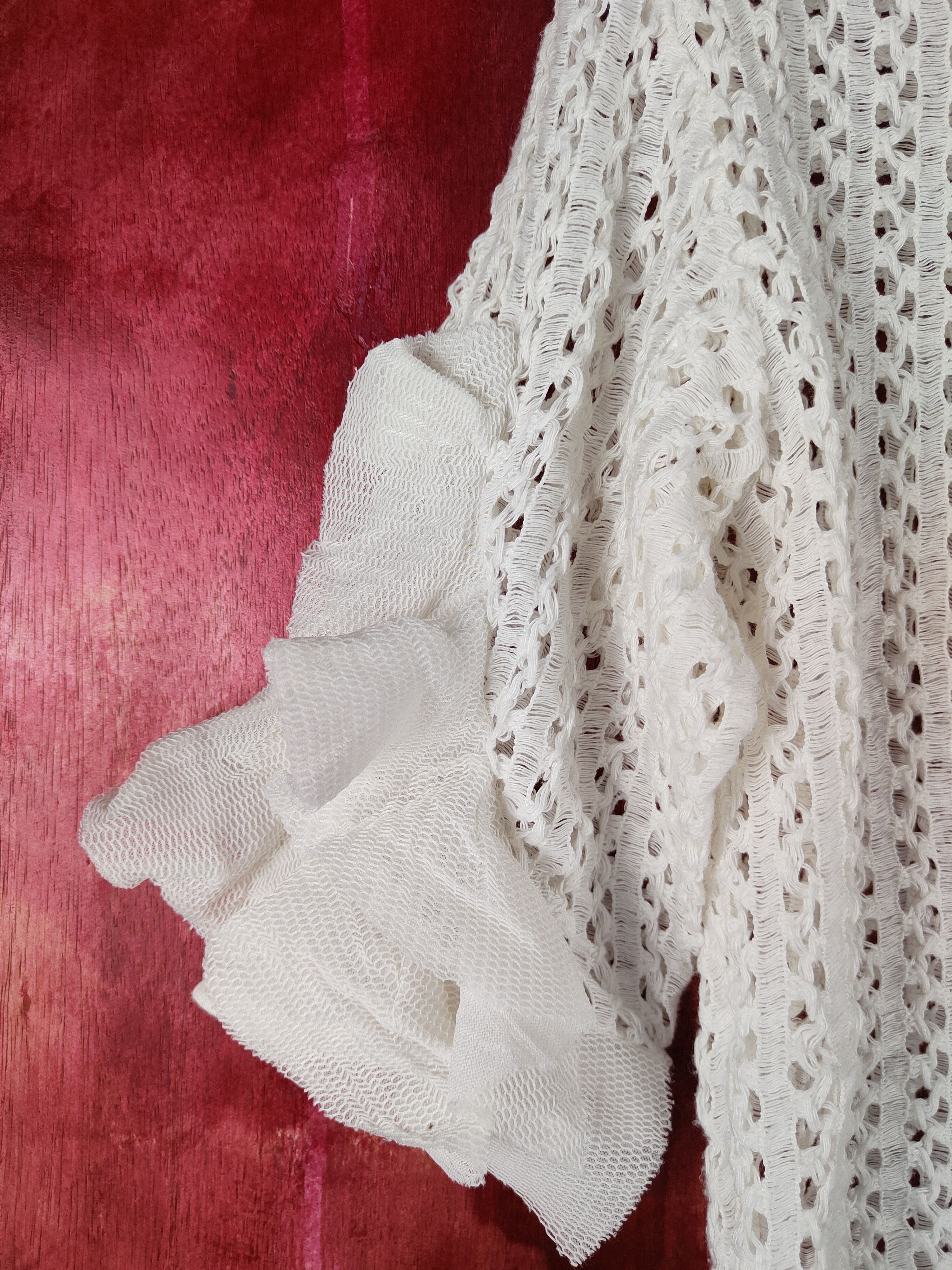 Homespun Knitwear Japanese Brand White Crochet Meshnet Knitwear Blouses #S1034 Size M / US 6-8 / IT 42-44 - 4 Thumbnail
