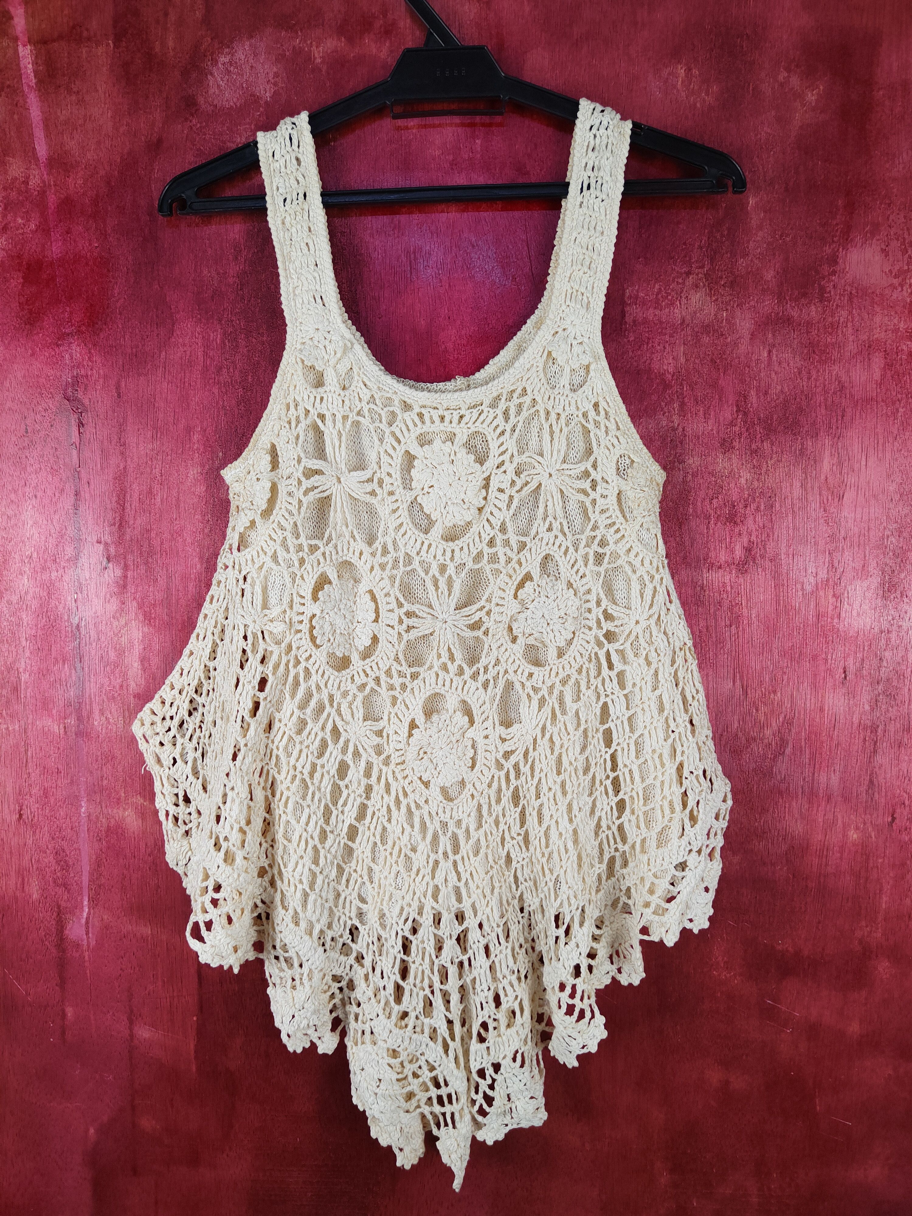 Grailed Japan Beige Crochet Meshnet Knit Tank Tops #S1031 Size S / US 4 / IT 40 - 6 Thumbnail