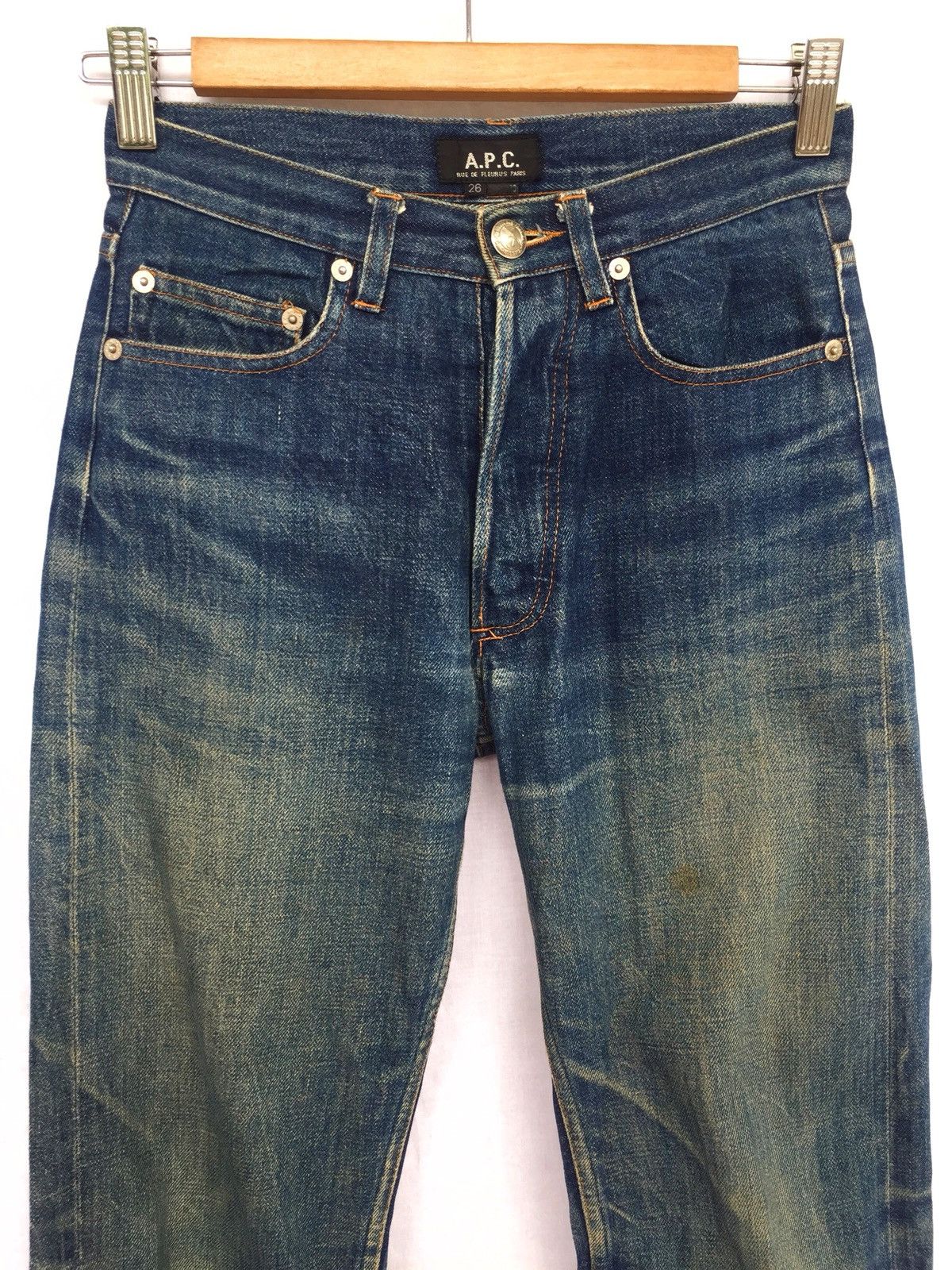 A.P.C. APC Paris Stone Wash Red Selvage Distressed Denim Size US 26 / EU 42 - 2 Thumbnail