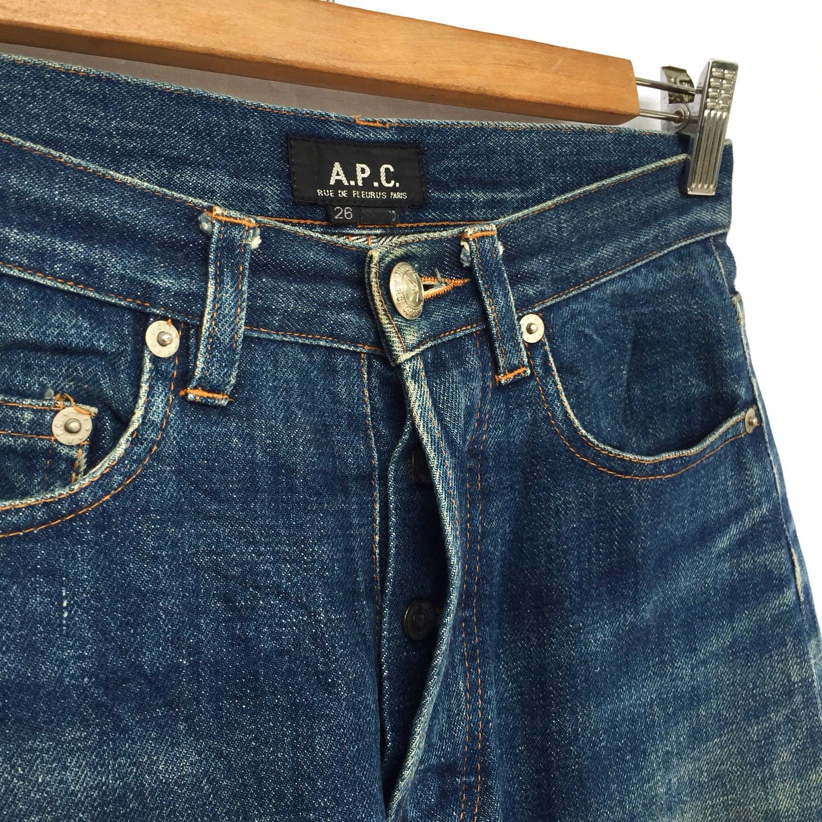 A.P.C. APC Paris Stone Wash Red Selvage Distressed Denim Size US 26 / EU 42 - 3 Thumbnail