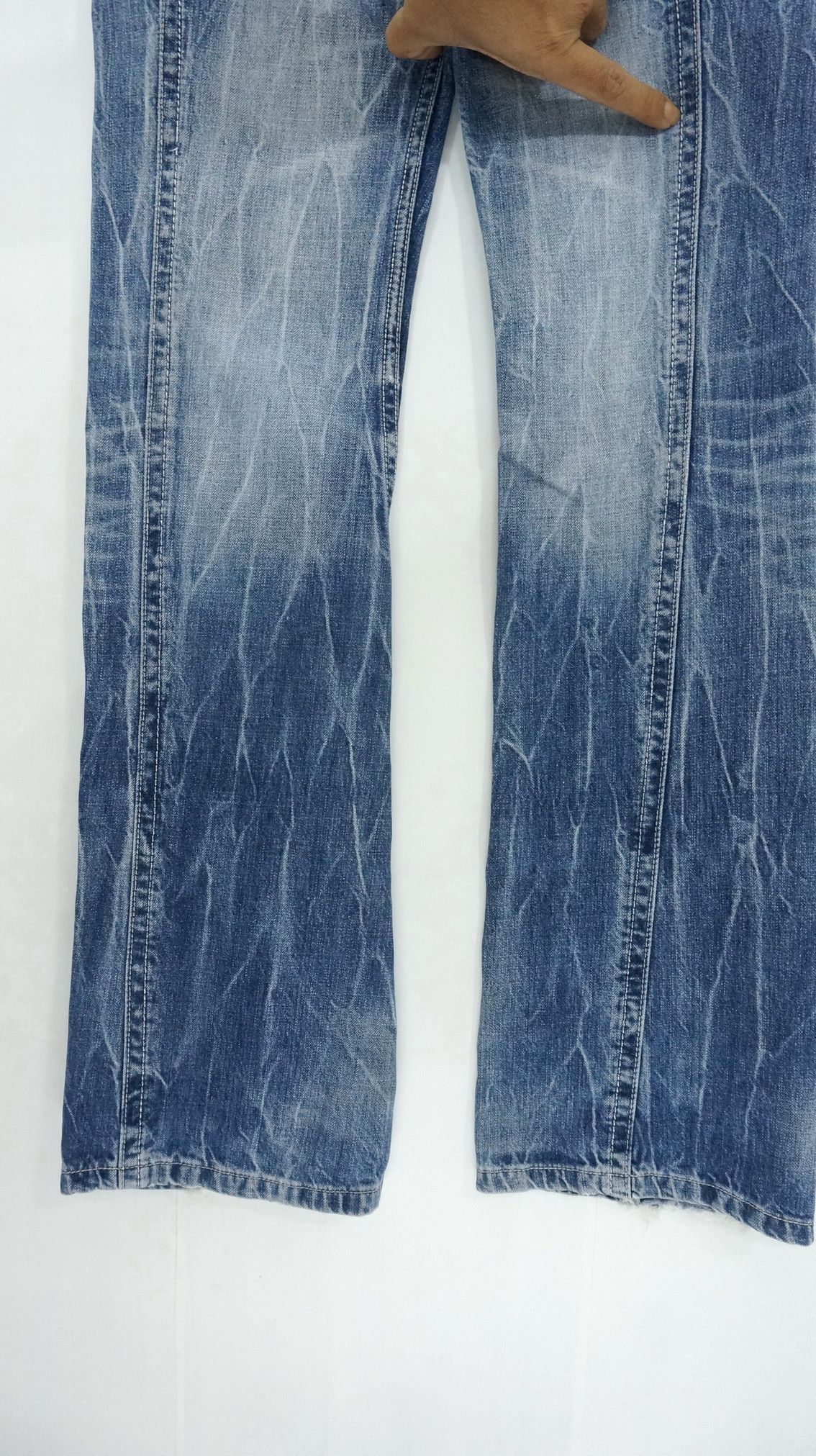 semanticdesign VTG 🔥 SEMANTIC Rivetted Flared Distressed Jeans Size US 30 / EU 46 - 8 Thumbnail