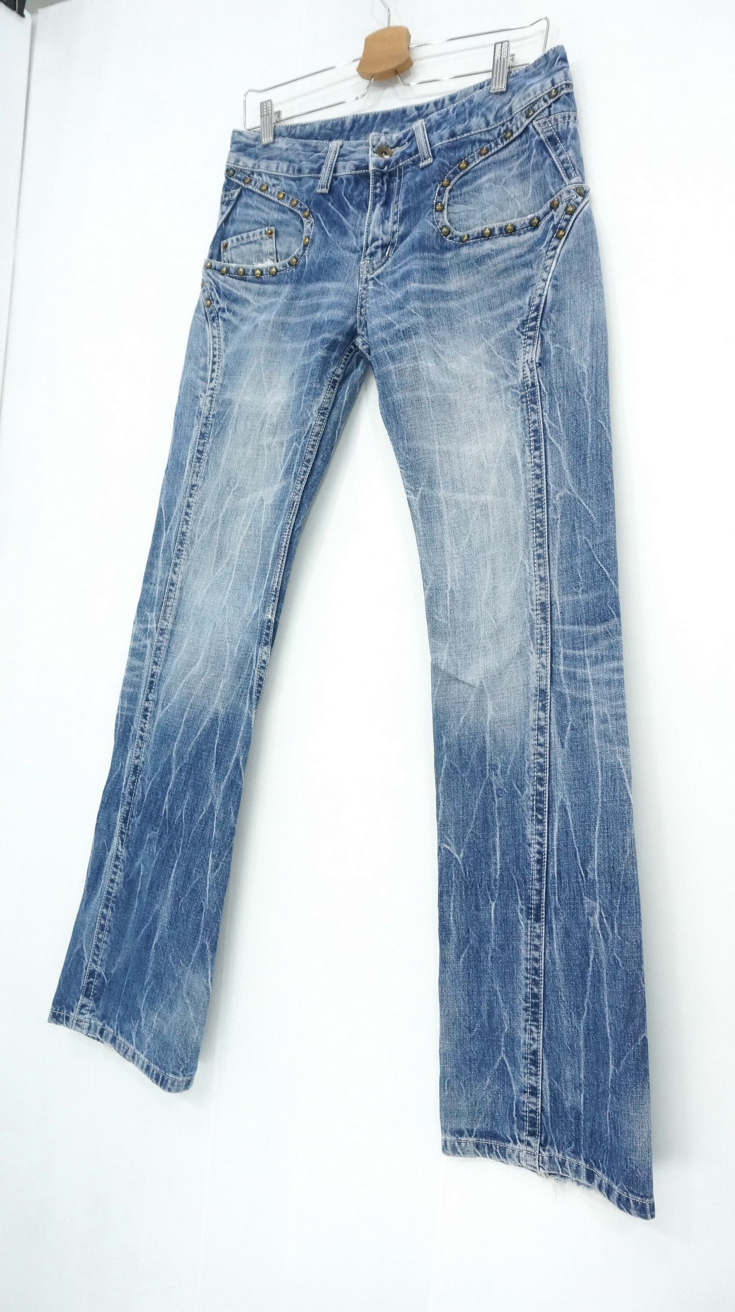 semanticdesign VTG 🔥 SEMANTIC Rivetted Flared Distressed Jeans Size US 30 / EU 46 - 4 Thumbnail