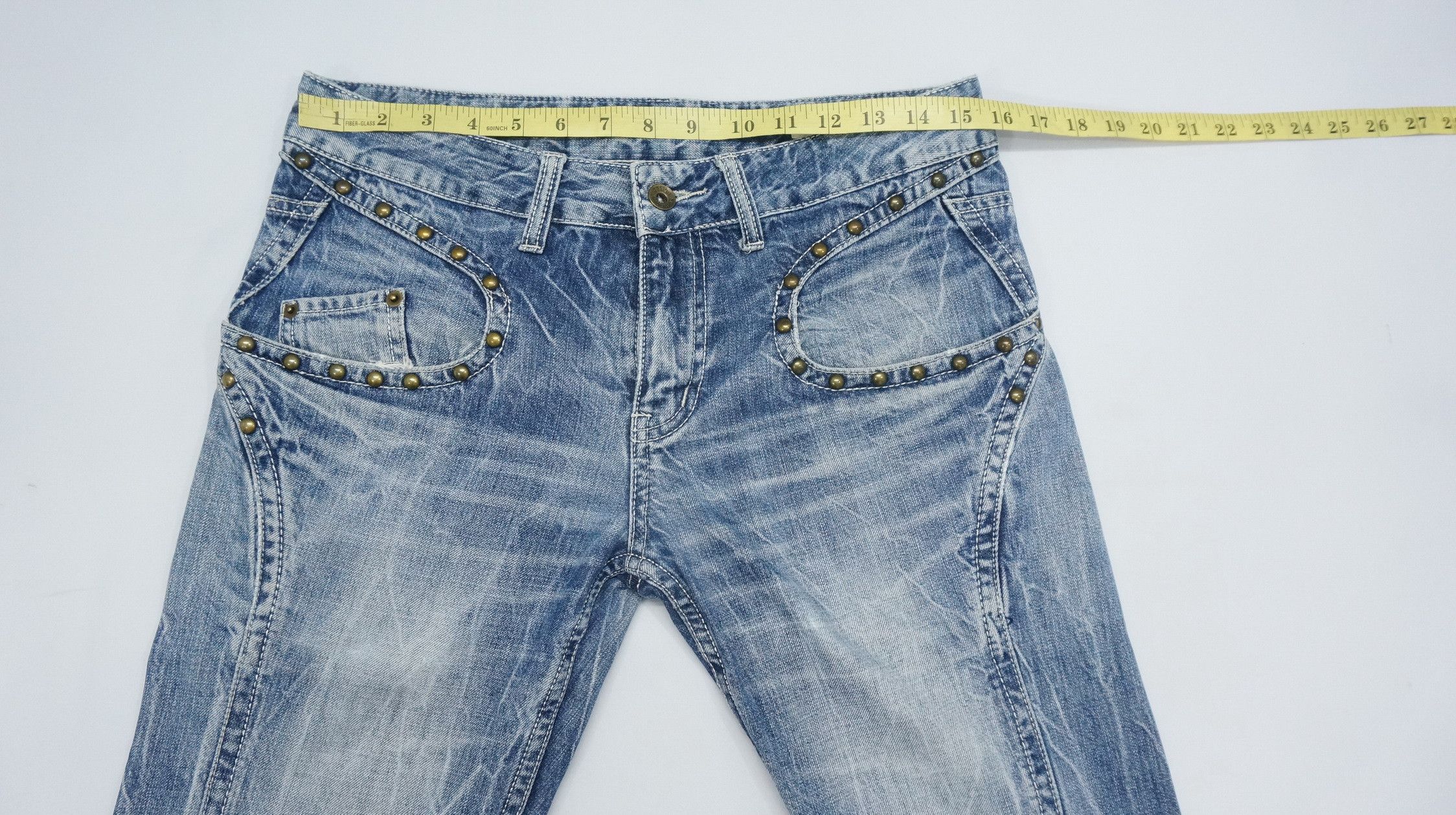 semanticdesign VTG 🔥 SEMANTIC Rivetted Flared Distressed Jeans Size US 30 / EU 46 - 13 Thumbnail