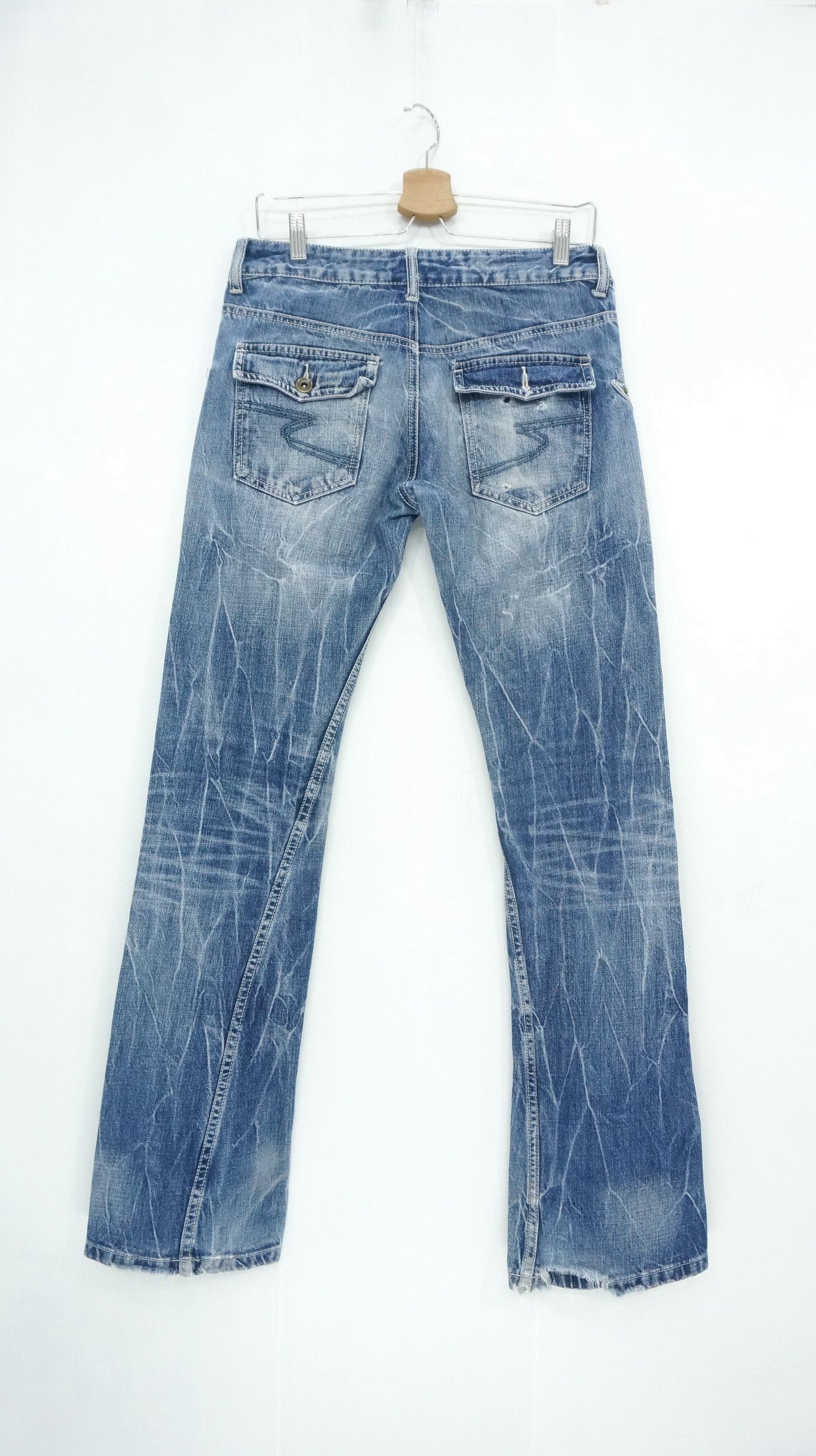 semanticdesign VTG 🔥 SEMANTIC Rivetted Flared Distressed Jeans Size US 30 / EU 46 - 3 Thumbnail