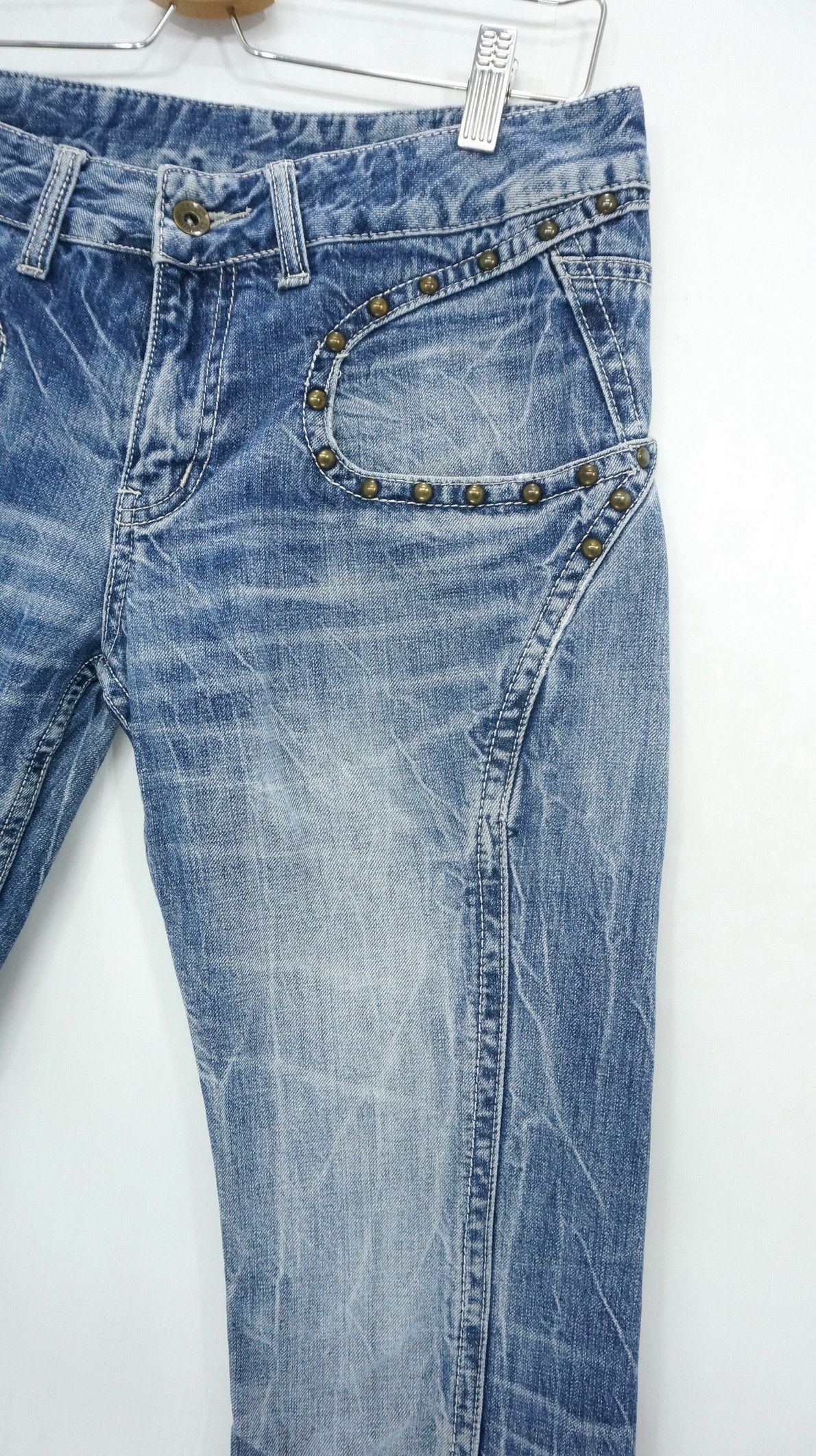 semanticdesign VTG 🔥 SEMANTIC Rivetted Flared Distressed Jeans Size US 30 / EU 46 - 5 Thumbnail