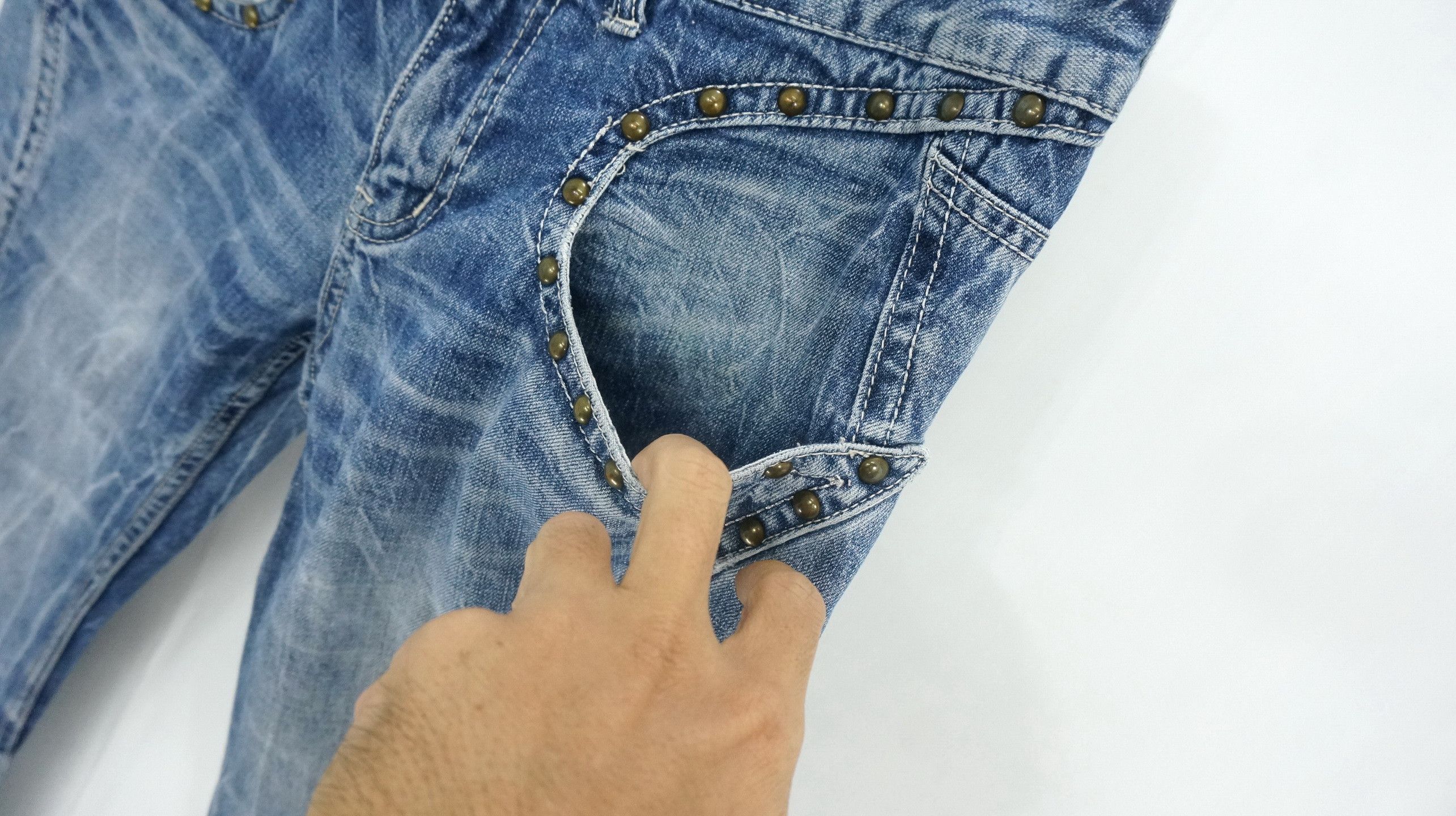 semanticdesign VTG 🔥 SEMANTIC Rivetted Flared Distressed Jeans Size US 30 / EU 46 - 7 Thumbnail