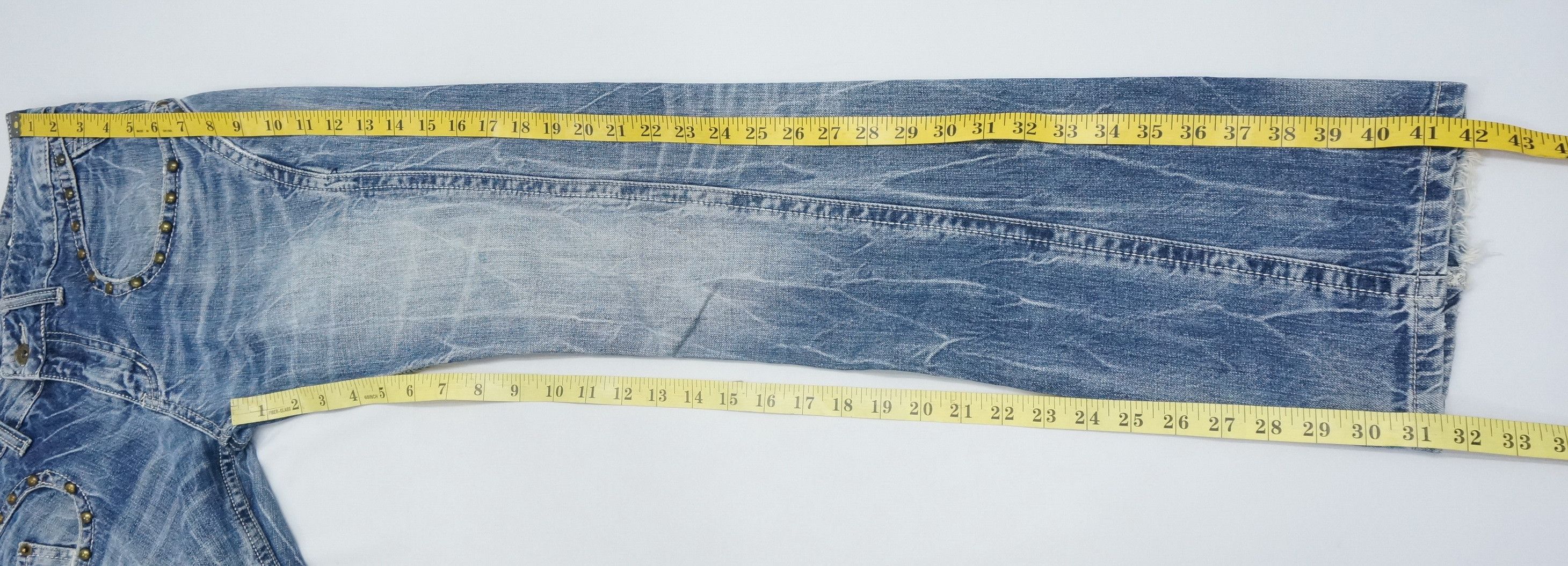 semanticdesign VTG 🔥 SEMANTIC Rivetted Flared Distressed Jeans Size US 30 / EU 46 - 15 Thumbnail