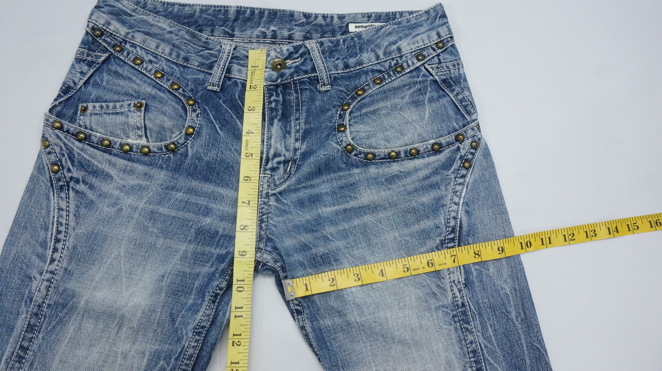 semanticdesign VTG 🔥 SEMANTIC Rivetted Flared Distressed Jeans Size US 30 / EU 46 - 14 Thumbnail